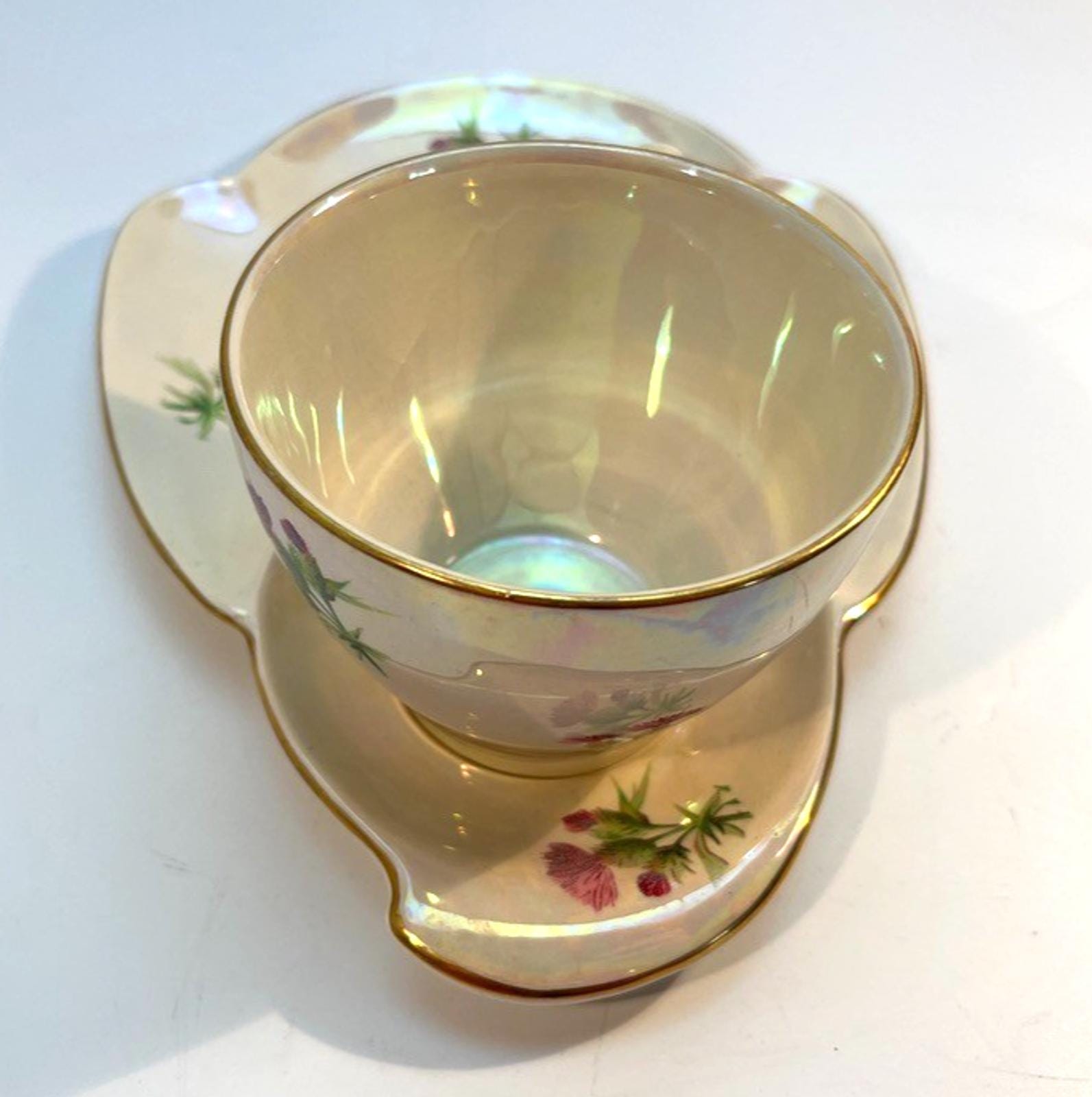Vintage Royal Winton Thistle Lustreware Snack Set: English Pottery Tennis Set