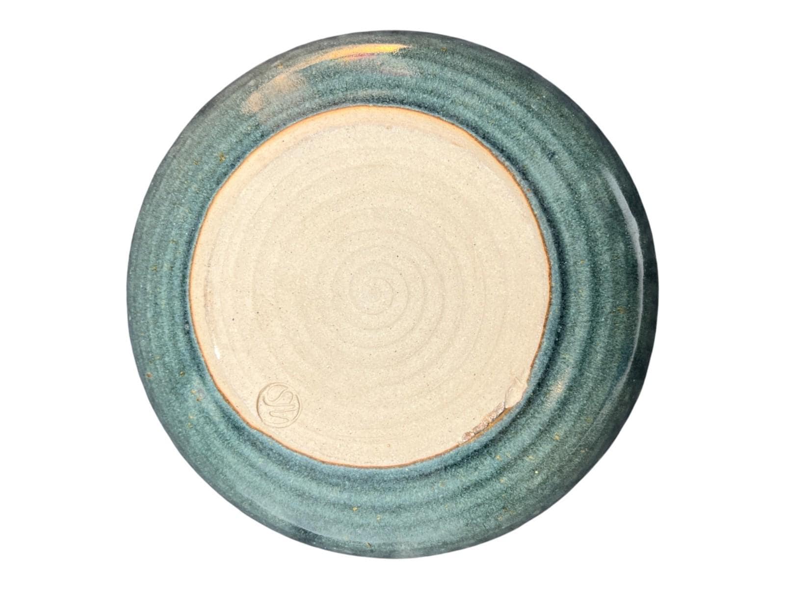 Studio Pottery Bowl Green Celadon Glaze Pierced Rim Signed Syl Macro 20cm Width