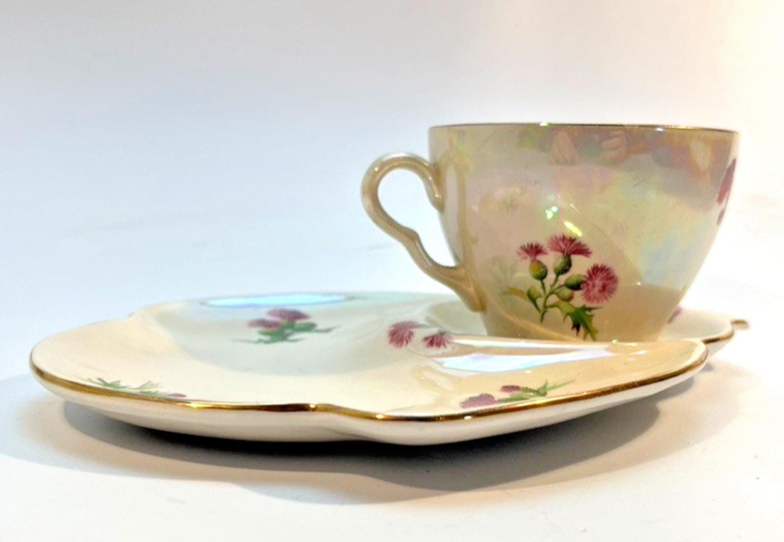 Vintage Royal Winton Thistle Lustreware Snack Set: English Pottery Tennis Set