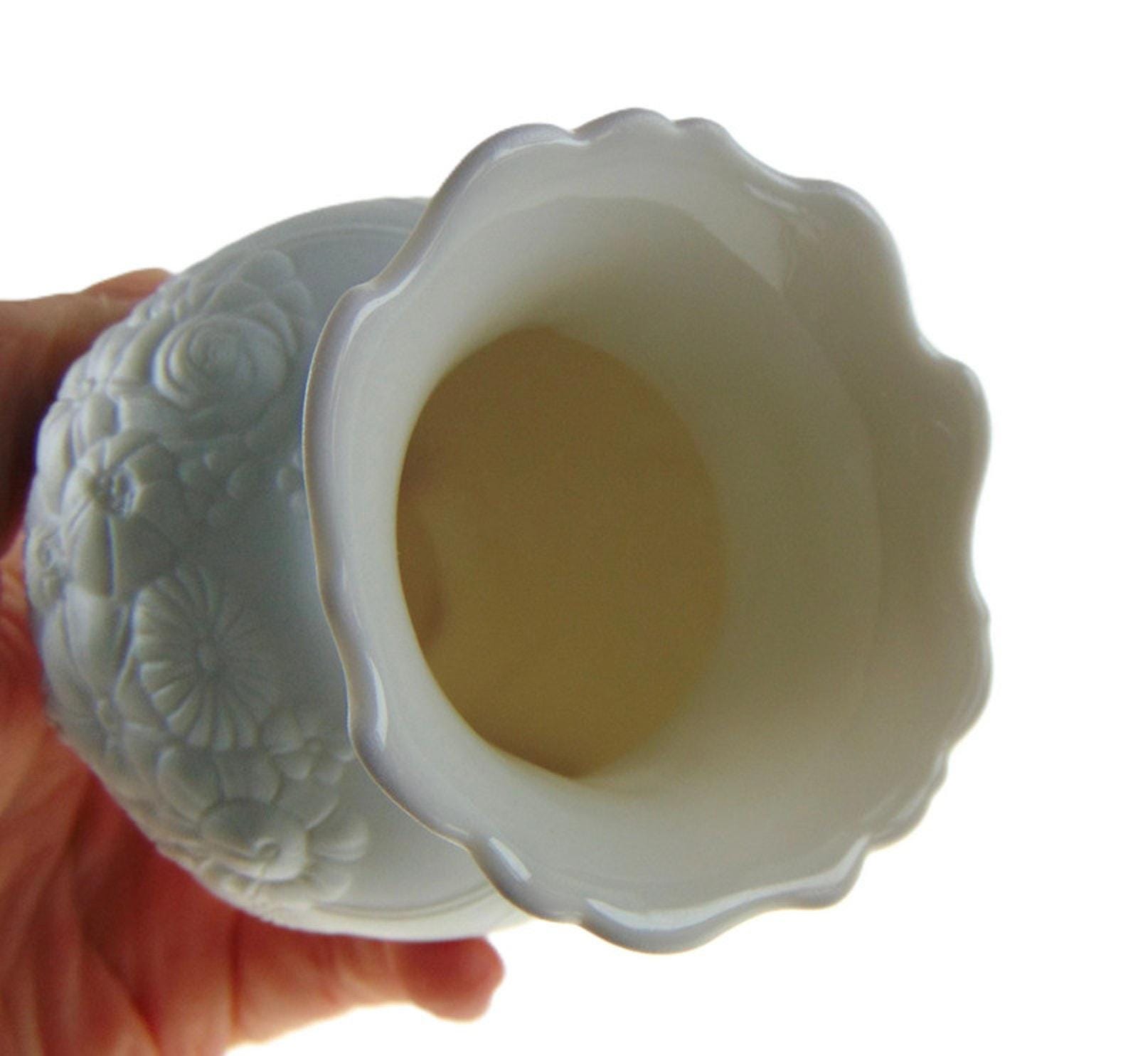 1960s Kaiser Bisque Porcelain Vases White West German Pair Squat & Bouquet