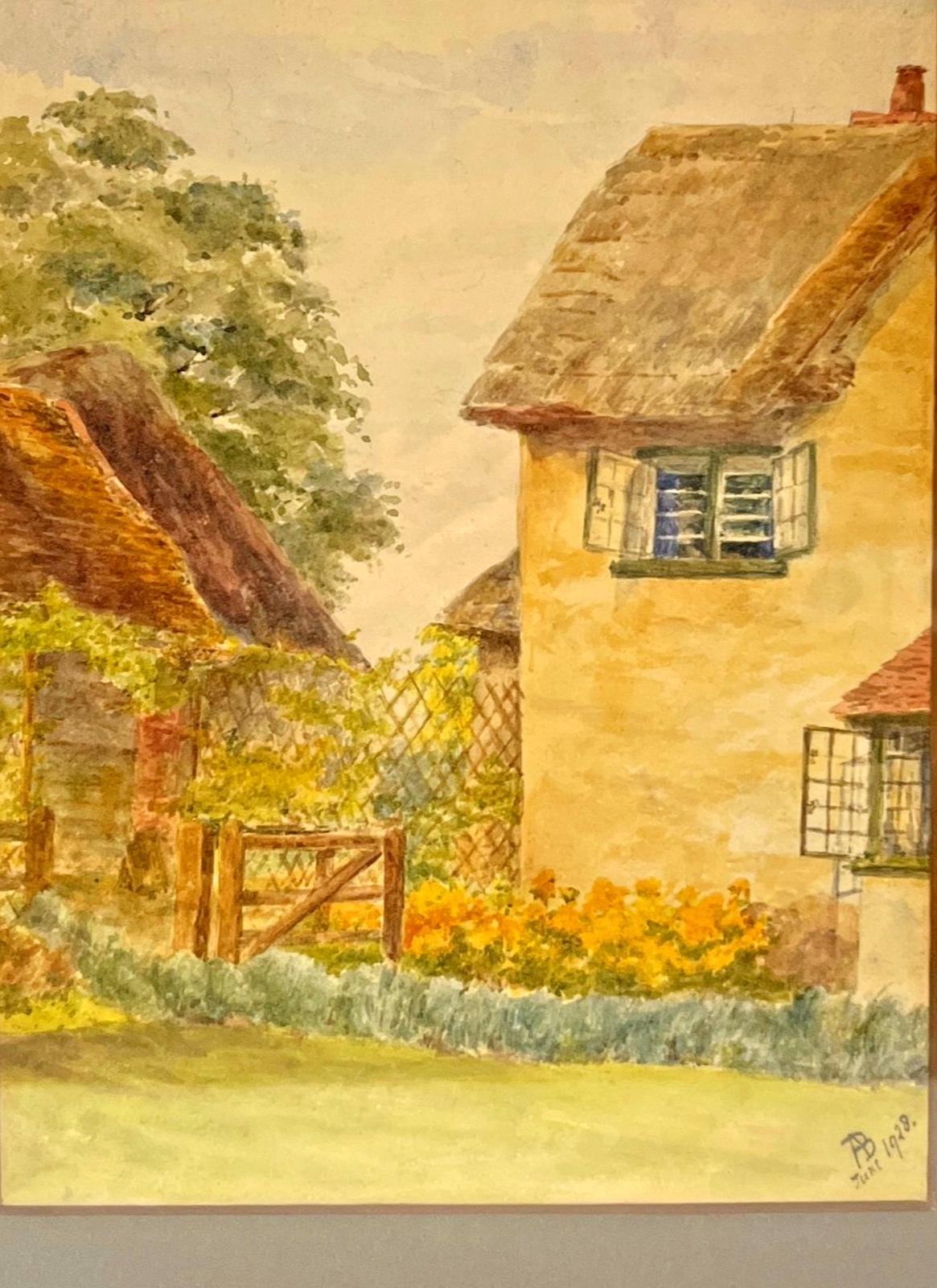 1928 Watercolour of a Cottage by A Boyce Esquire Framed. Country Cottage Art
