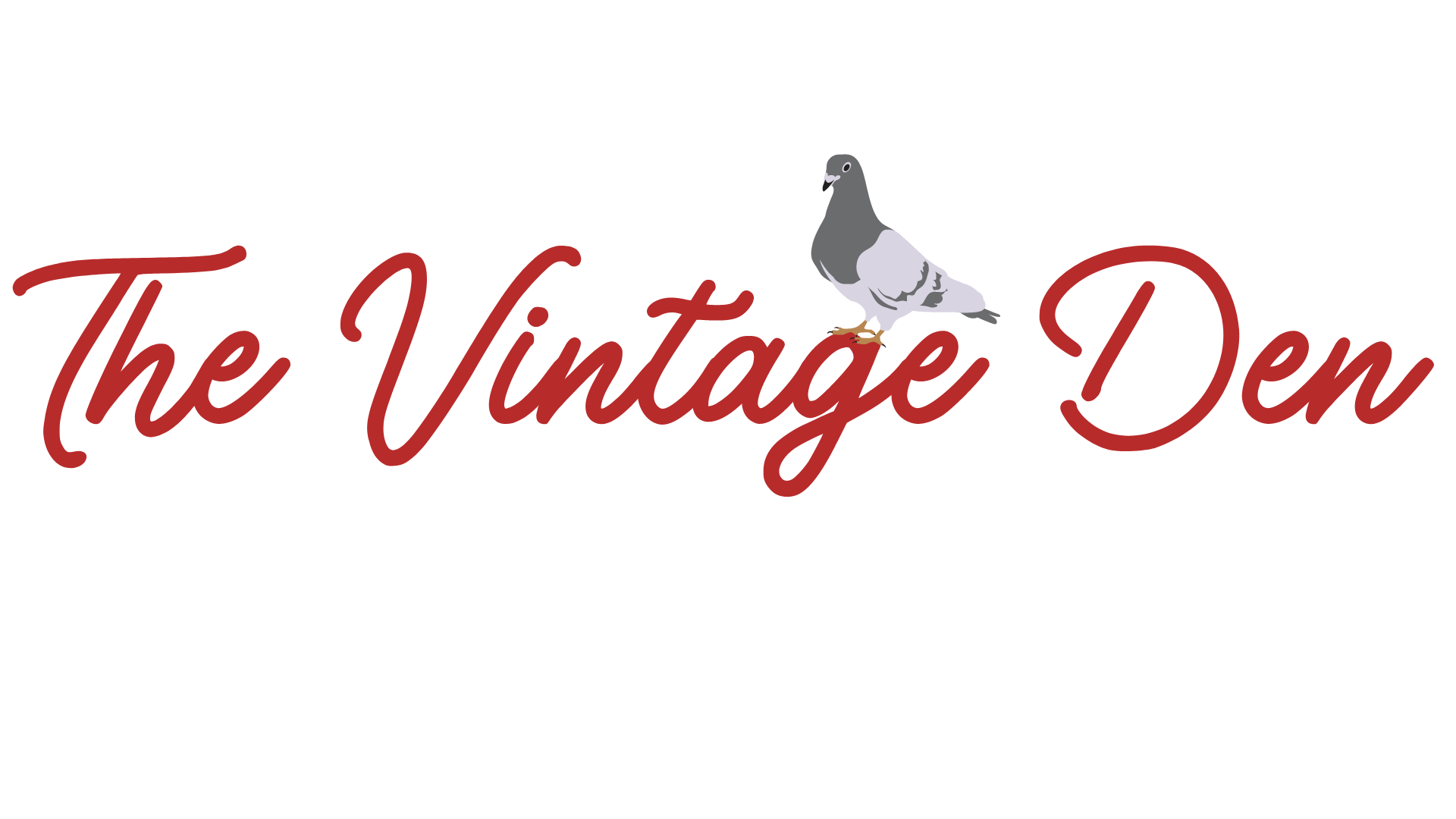 Logo of 'The Vintage Den' with a stylized bird icon on a white background