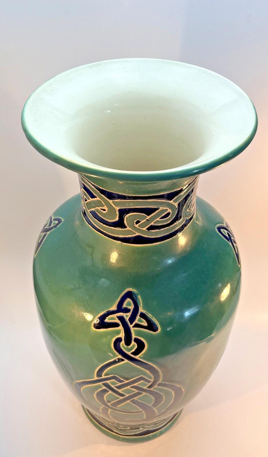 Vintage 52cm Maggie Fisher Celtic pottery vase / urn in floorstanding signed 'MF' Large Floor Vase