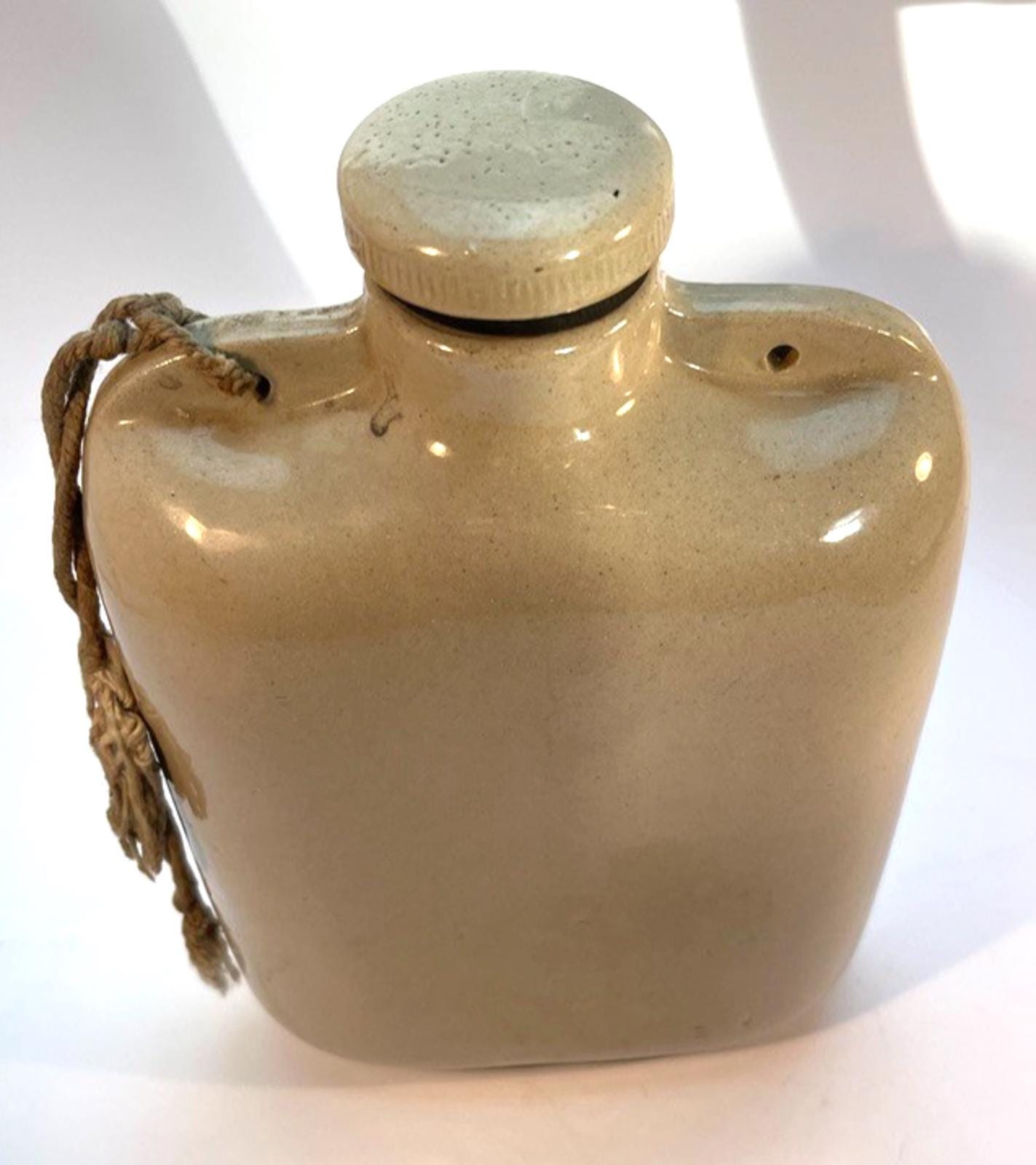 1942 Bourne Denby Stoneware Hot Water Bottle: Mid-Century Flask