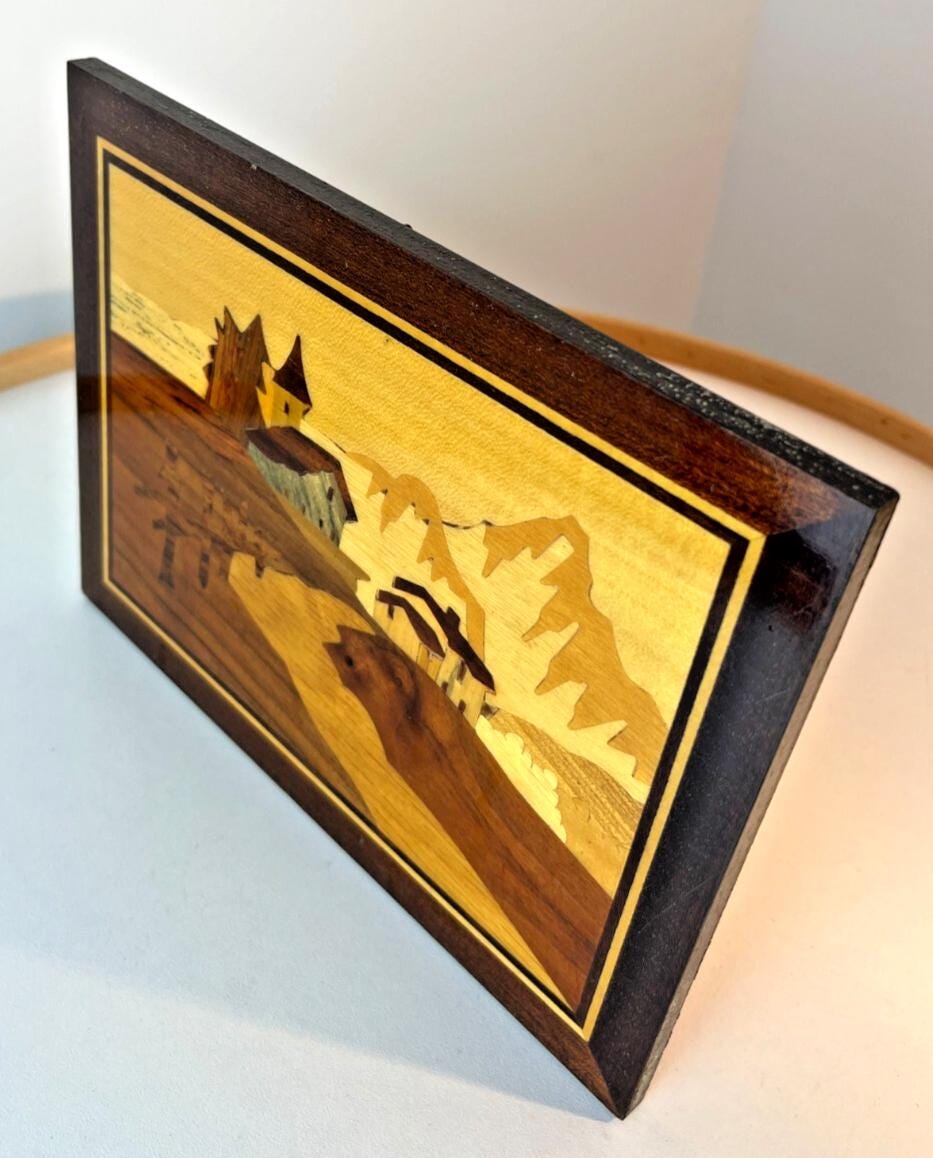 Mid Century Inlaid Wood Picture by G Frusico Sorrento Italian Artwork