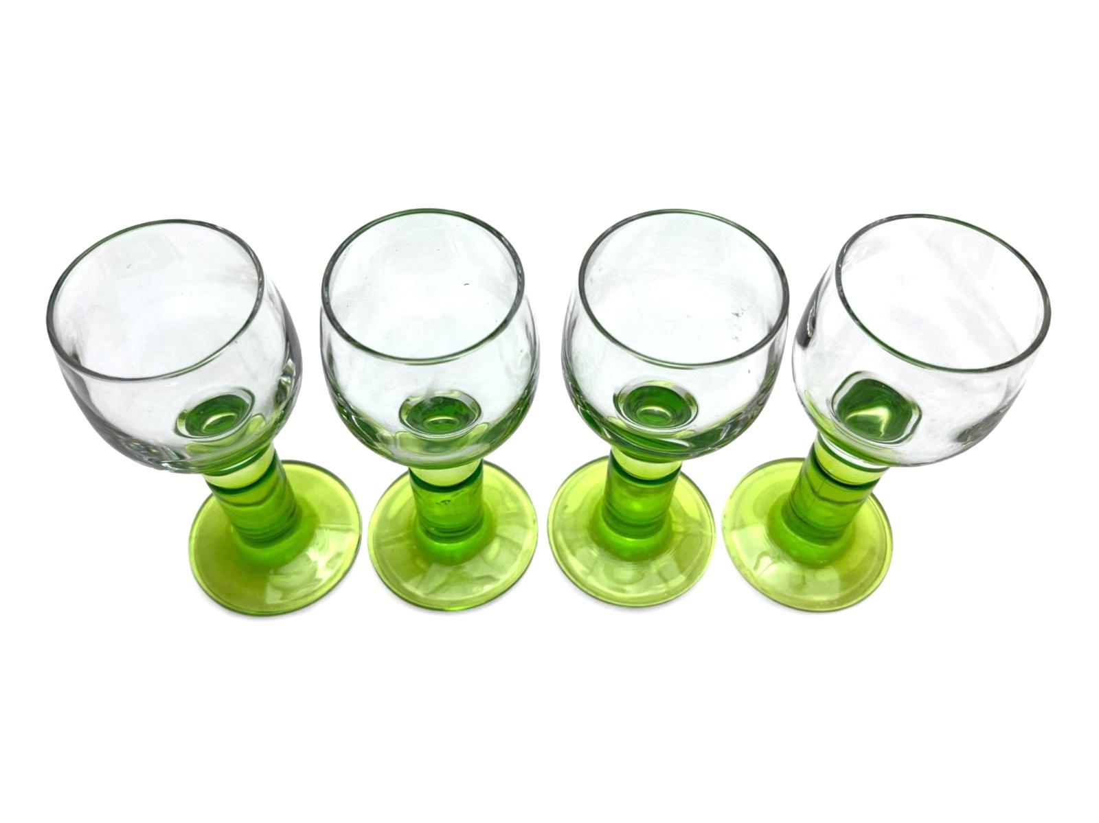 Set of 4 vintage bormioli rocco limoncino stemmed goblets mid century glasses
