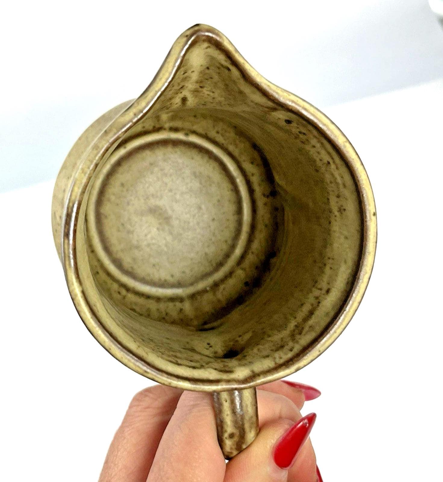 Mid Century Pottery Jug. Vintage Milk Ju or Water Jug. 1970s Pottery Kitchenware 10cm High x 11cm Wide