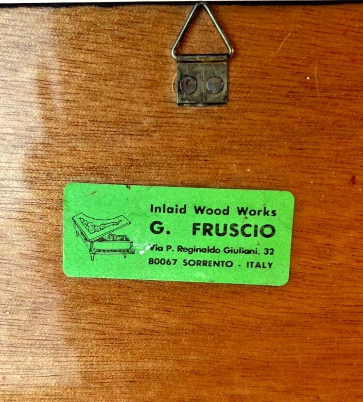 Mid Century Inlaid Wood Picture by G Frusico Sorrento Italian Artwork