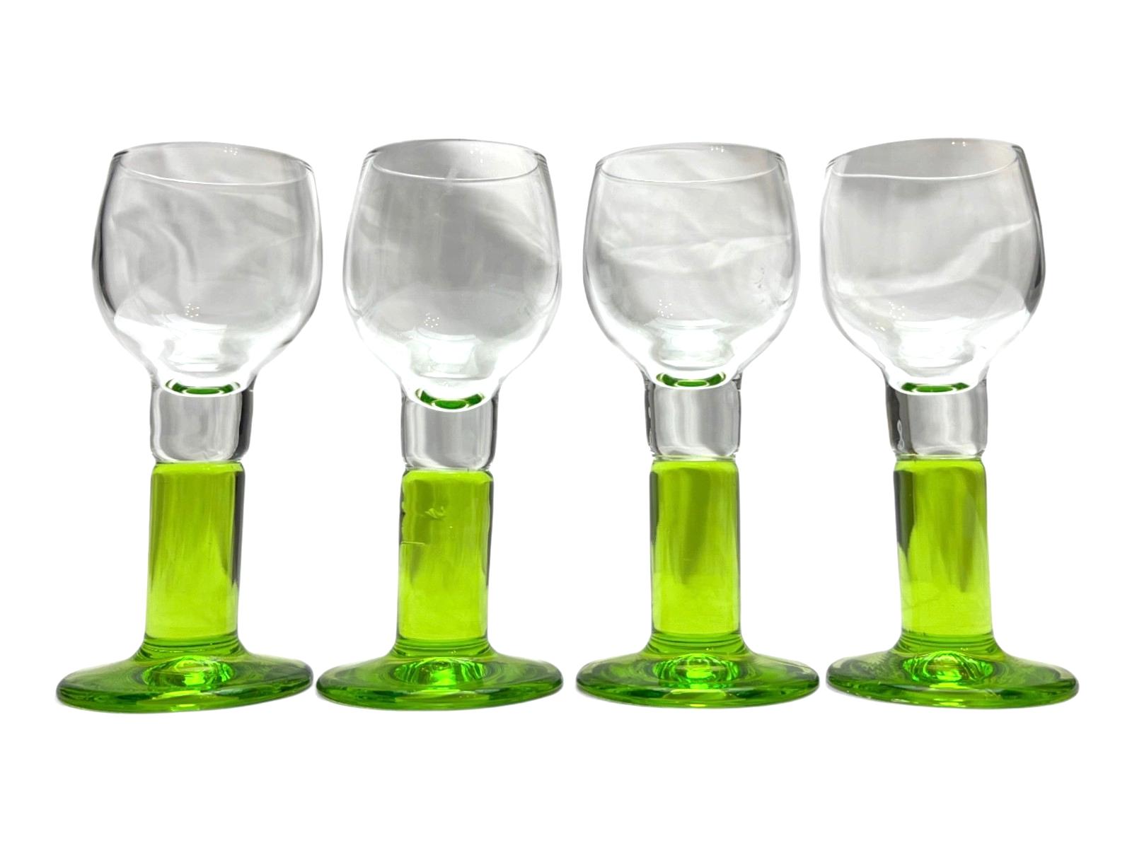 Set of 4 vintage bormioli rocco limoncino stemmed goblets mid century glasses