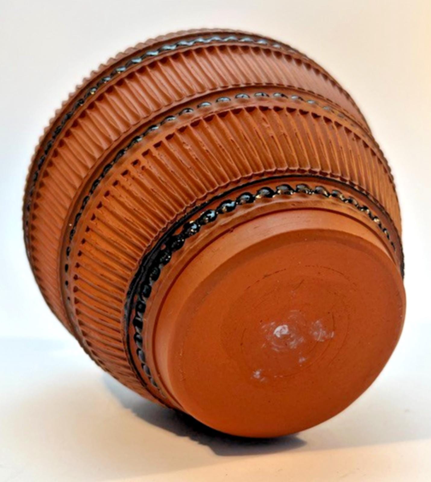 Vintage German Sgraffito Decorative Urn Vase 1970s H12cm VGC Terracotta & Black