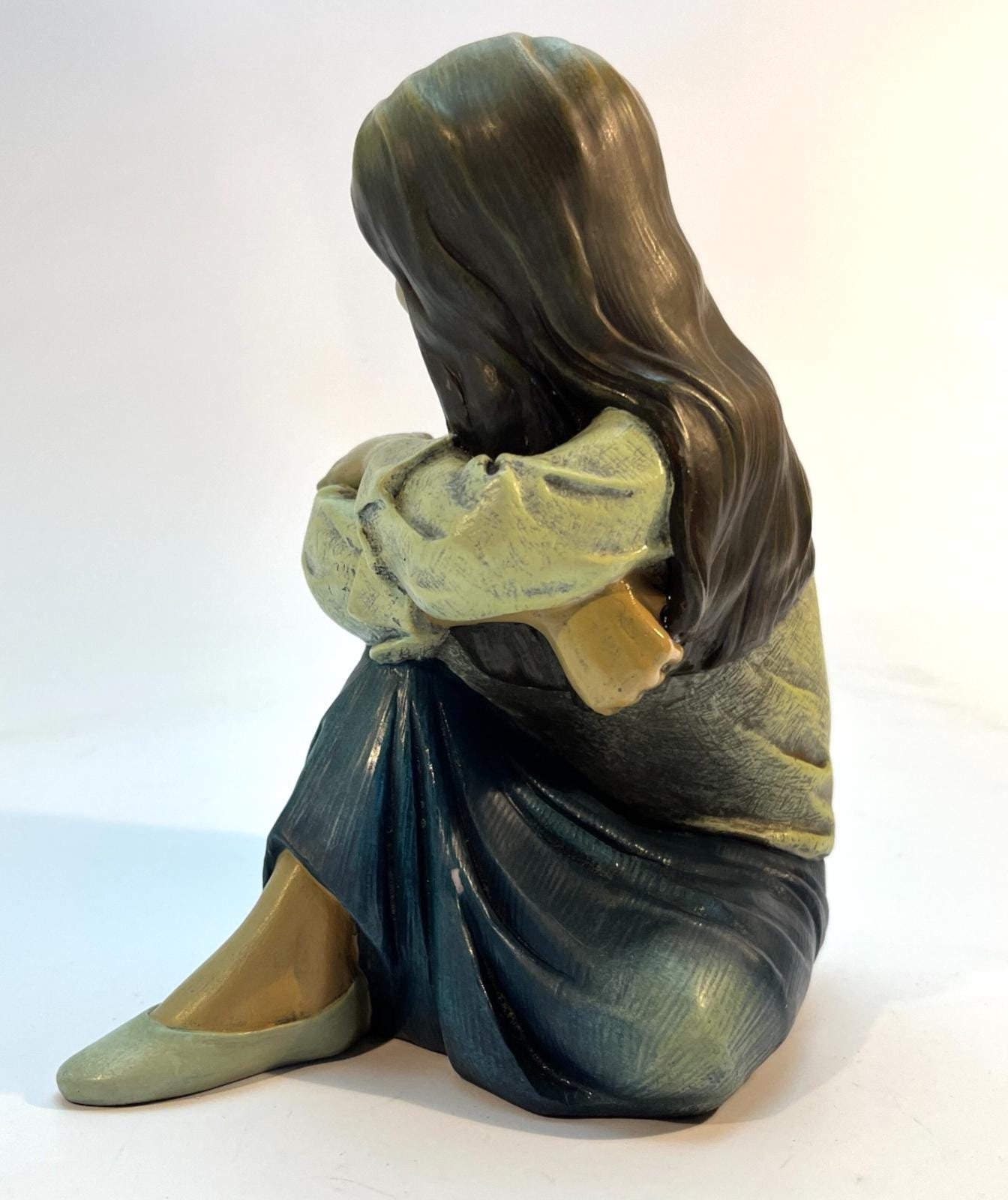 Vintage Enesco Figurine: Thinking of Him, Signed R.S. - 1998 Piazza Collection