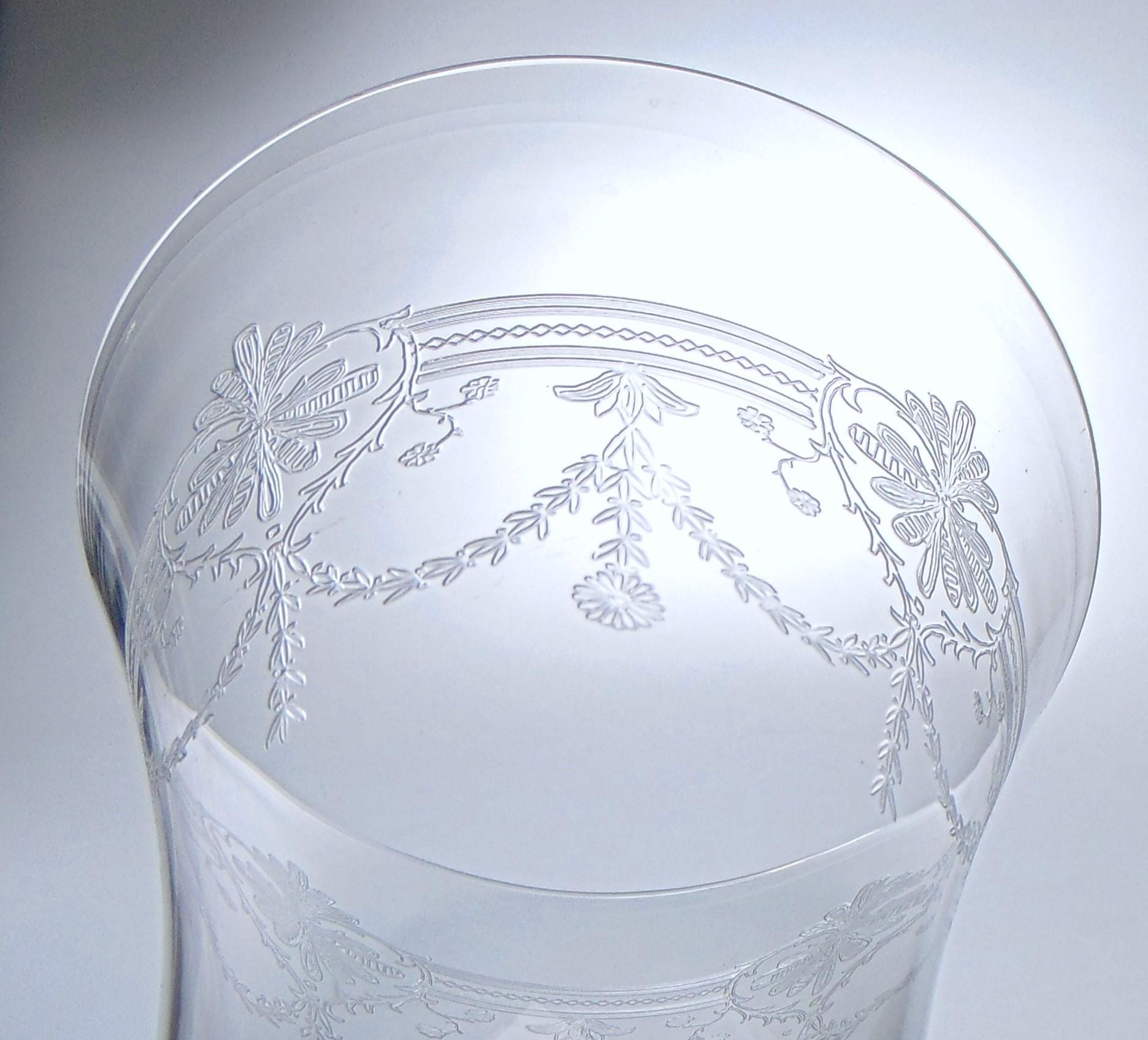 Crystal Vase with Etched Floral and Decorative Detailing