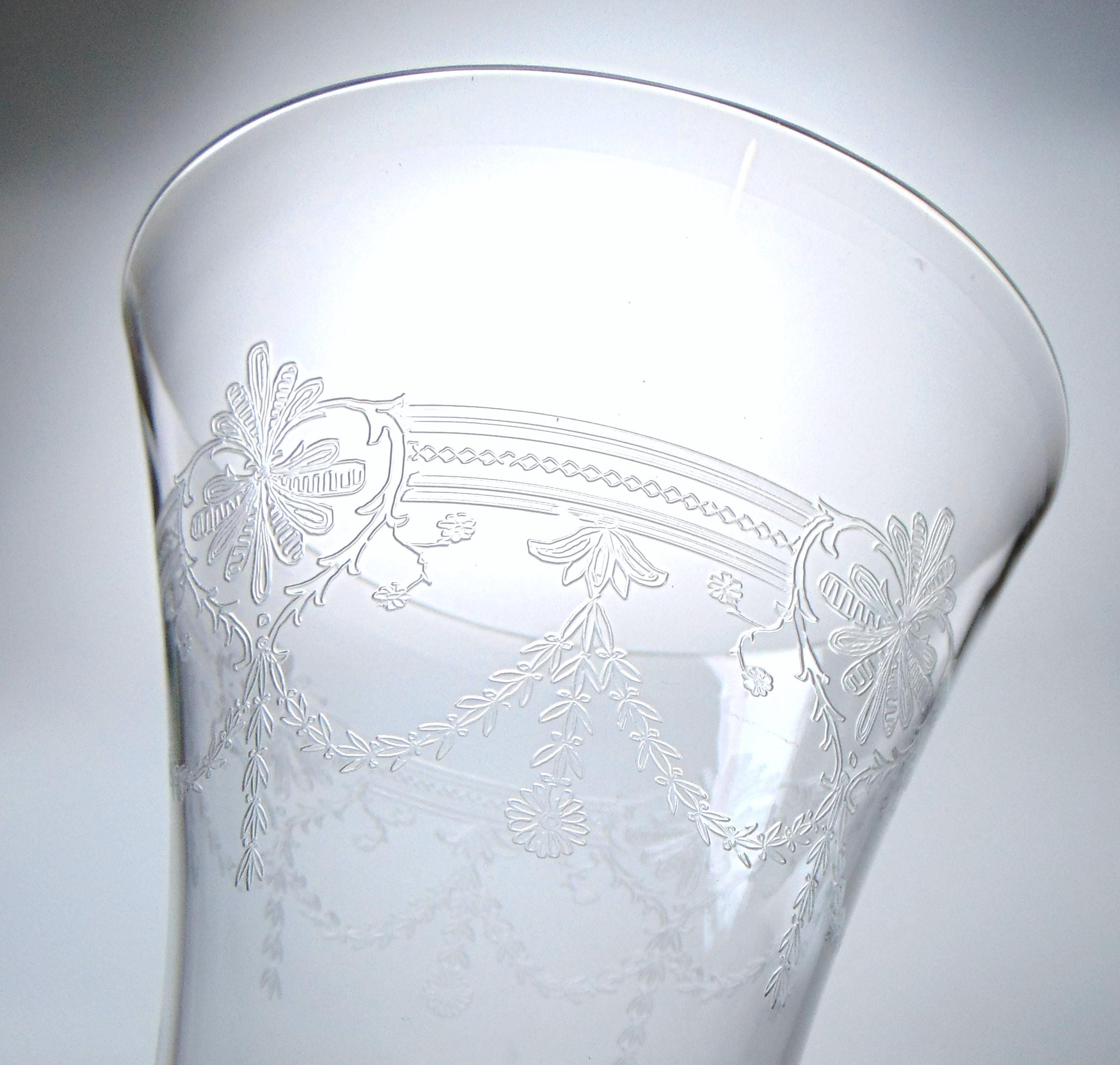 Crystal Vase with Etched Floral and Decorative Detailing