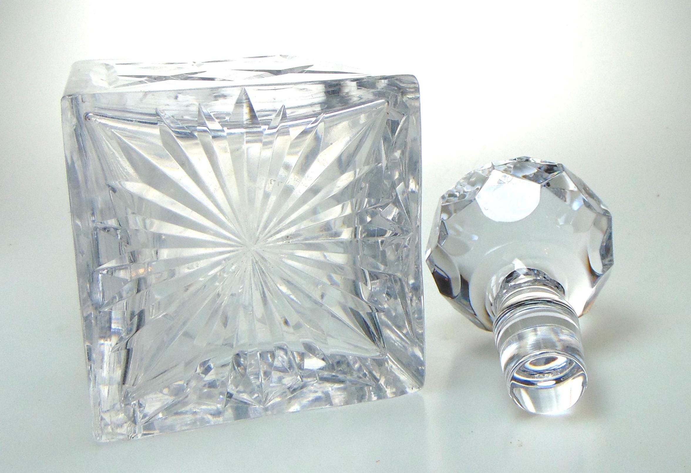 Webb Crystal Decanter: Vintage Square Brandy Whisky Decanter