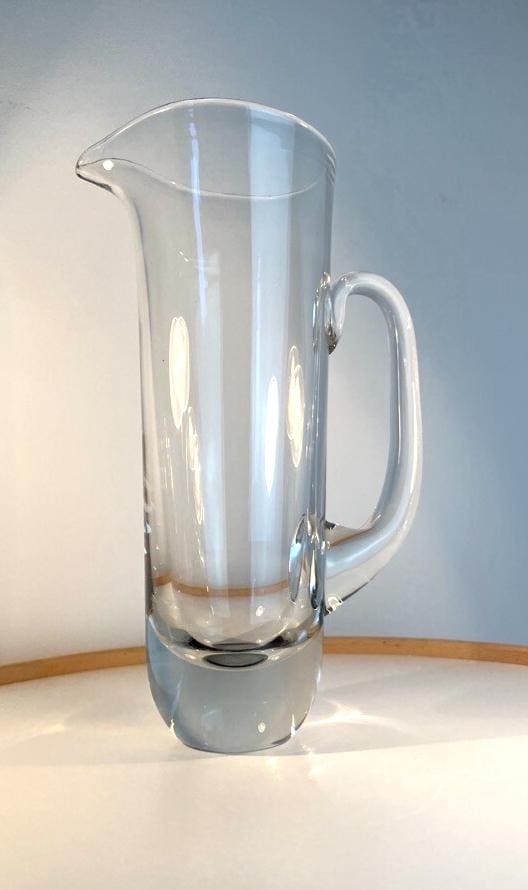 Mid century cocktail pitcher in clear hand blown glass tall glass pitcher 29.5cm