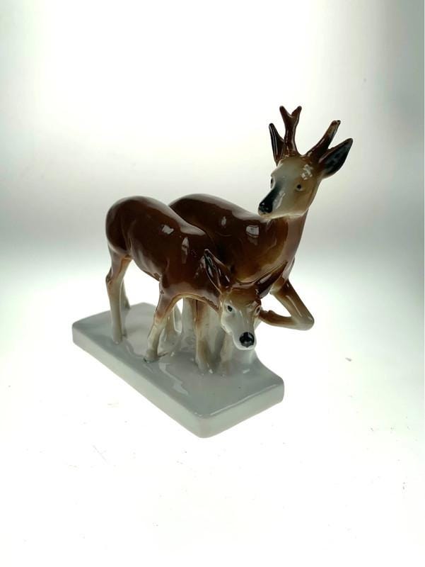 Vintage Carl Scheidig Porcelain Deer Figurine: Made in Germany