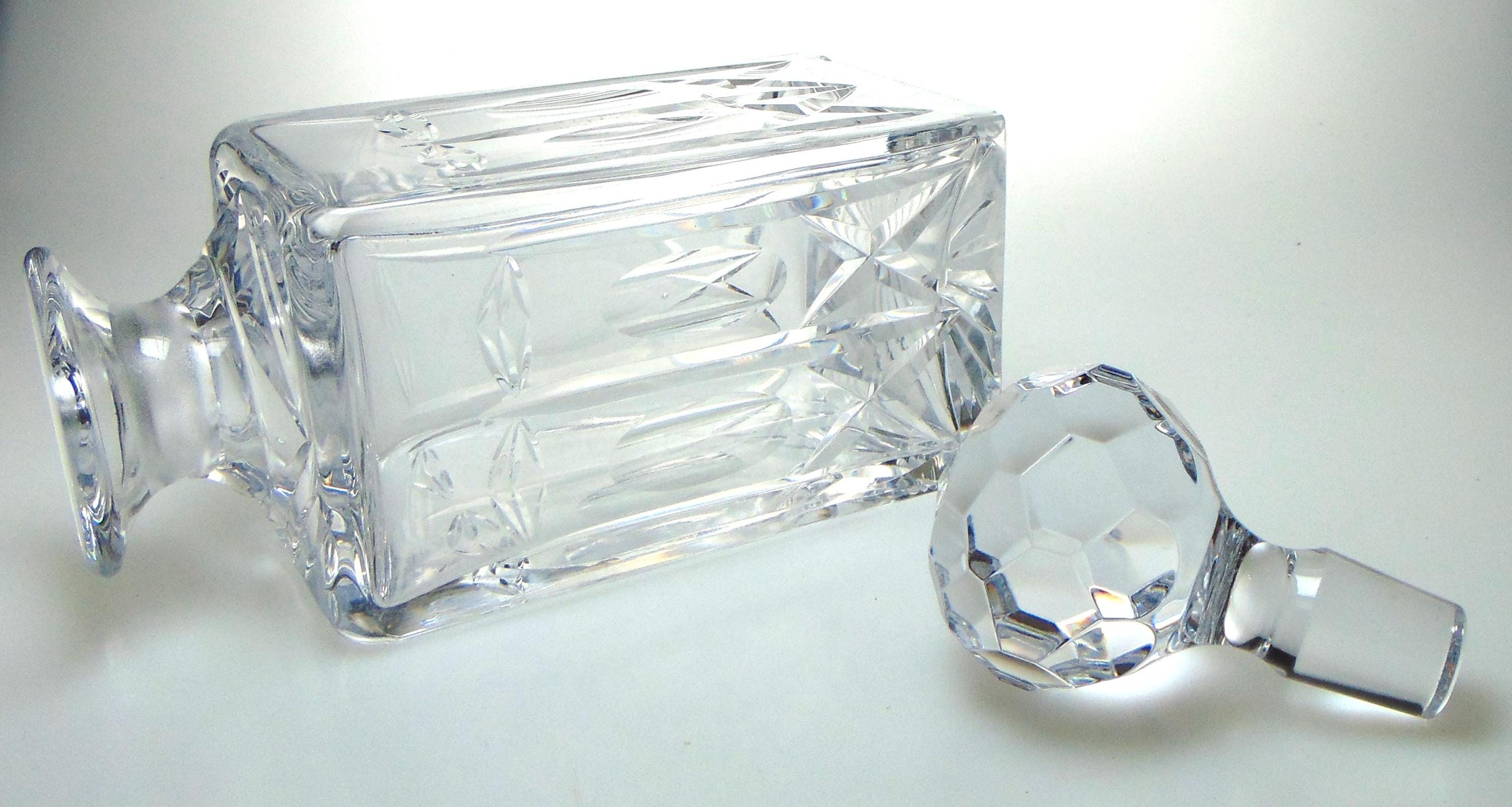 Webb Crystal Decanter: Vintage Square Brandy Whisky Decanter