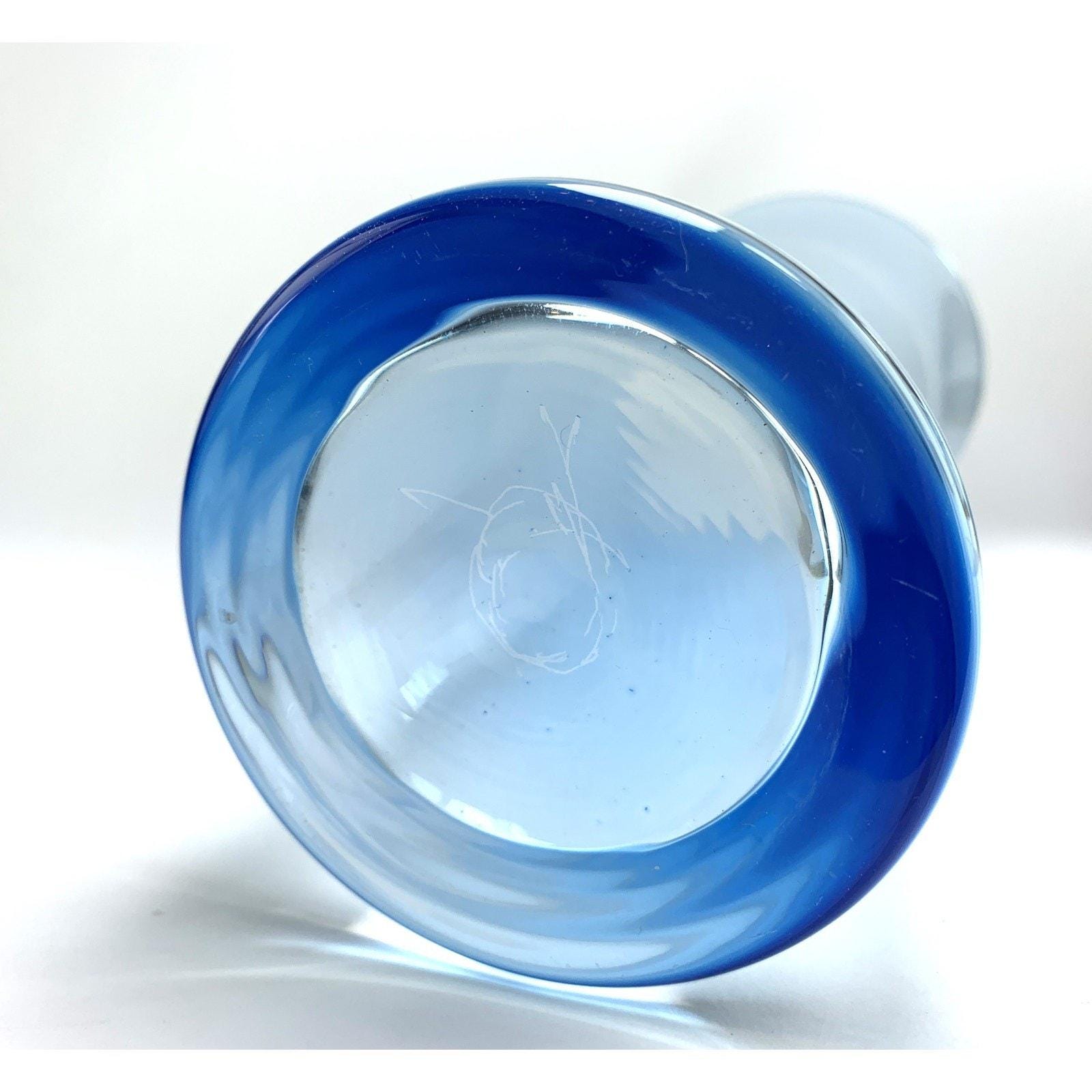 Vintage Bohemia Fontana Crystal Vase: Pale Blue Czech Art Glass