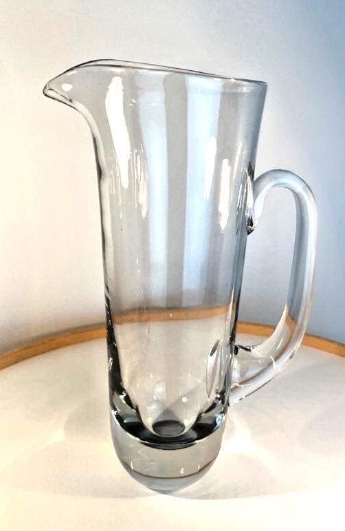 Mid century cocktail pitcher in clear hand blown glass tall glass pitcher 29.5cm