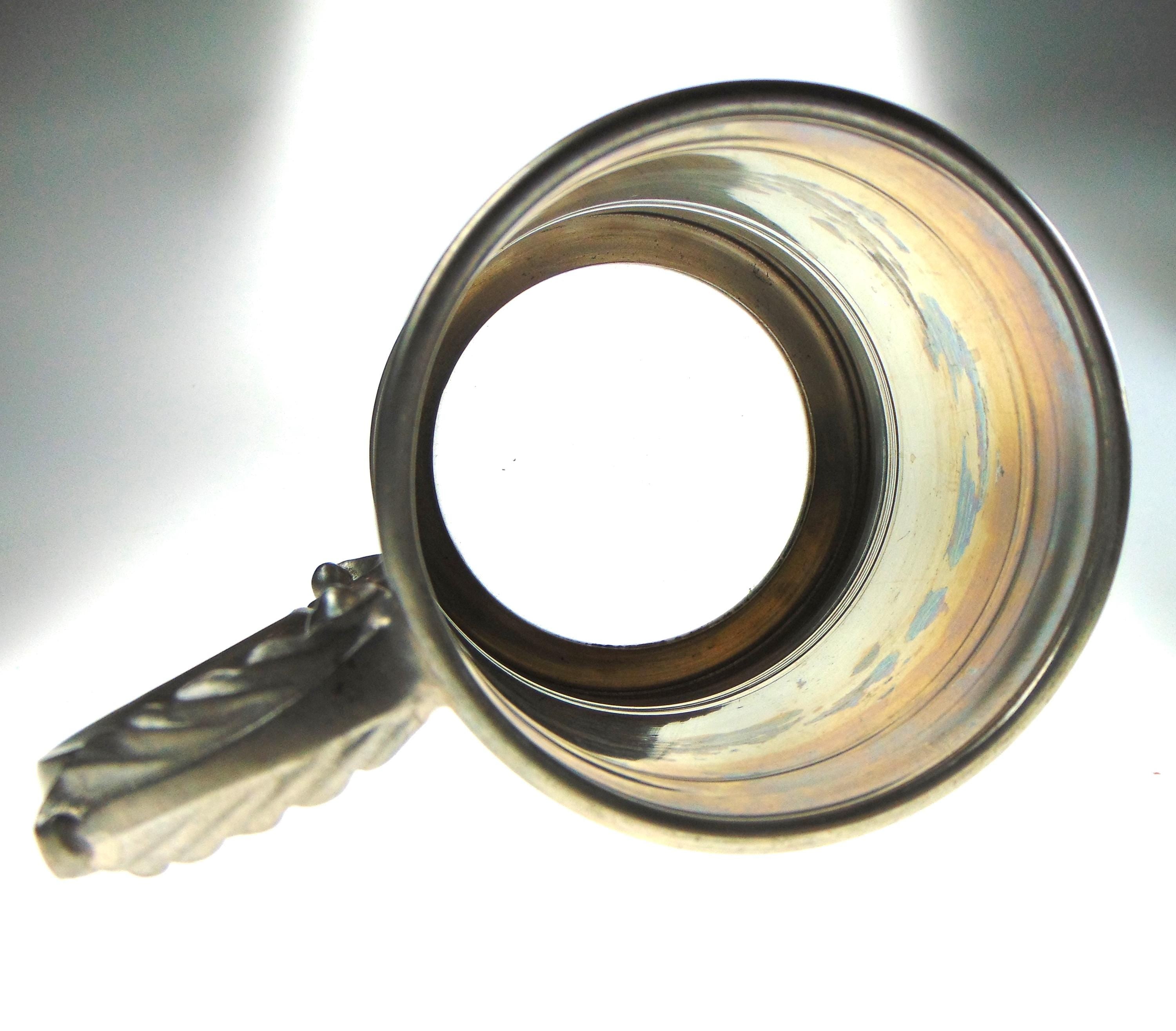 Vintage Tankard with Glass Bottom in English Pewter