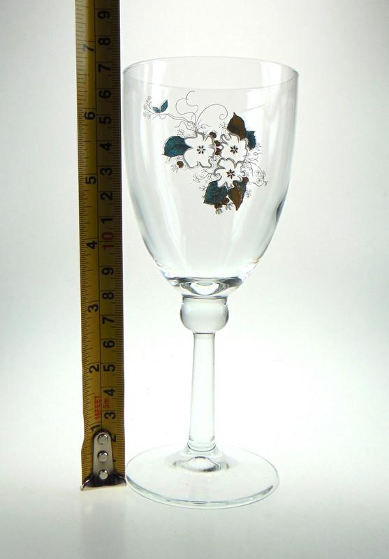 Mid Century Wine Glasses: White Floral Detail, Set of 3