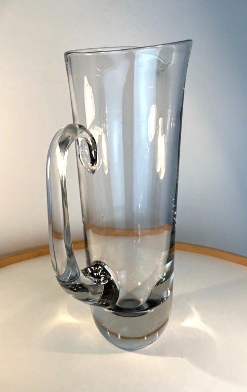 Mid century cocktail pitcher in clear hand blown glass tall glass pitcher 29.5cm