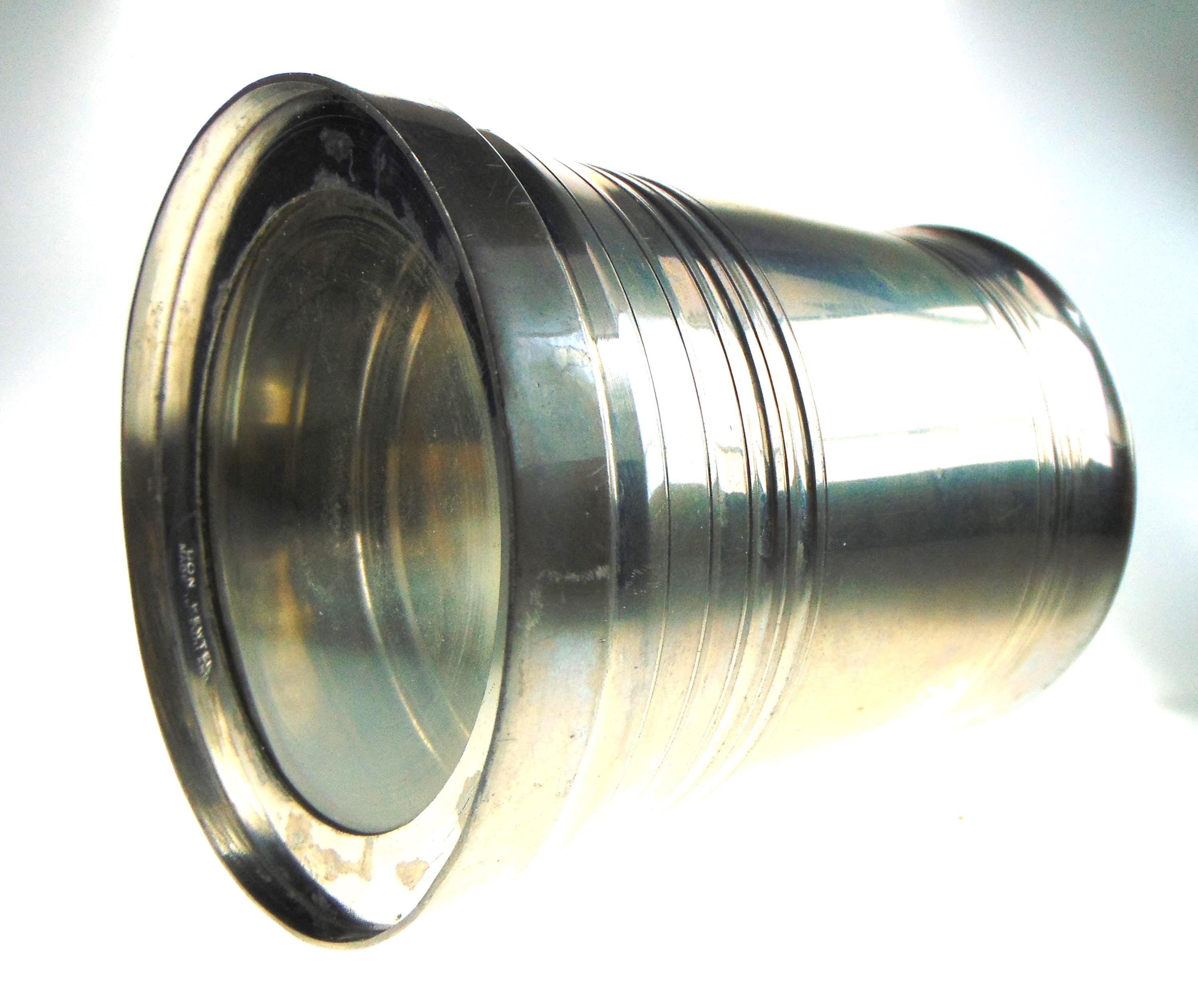 Vintage Tankard with Glass Bottom in English Pewter