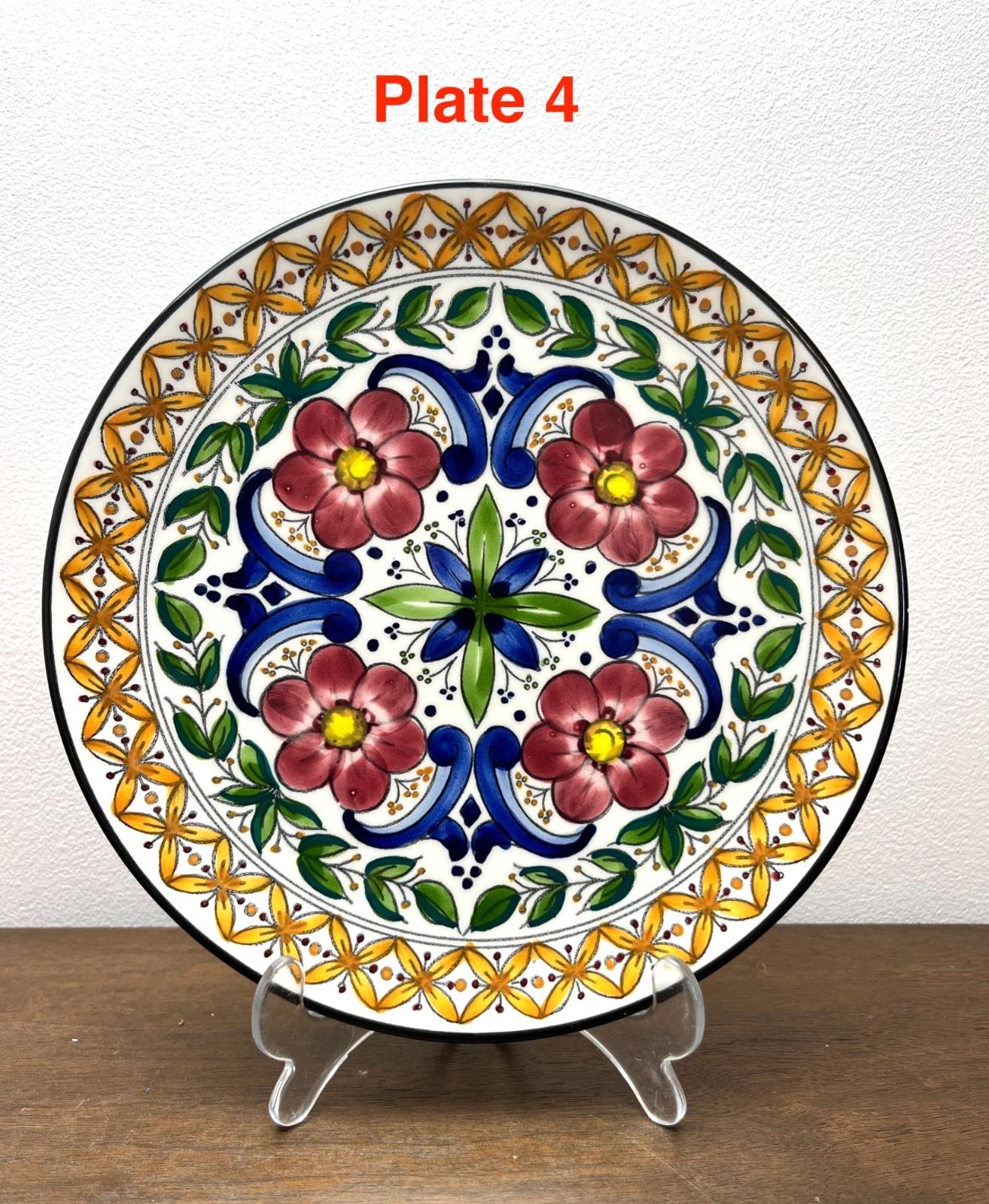 23cm Spanish Folk Art Decorative Plates - Wall Hanging or Display, Hand Painted