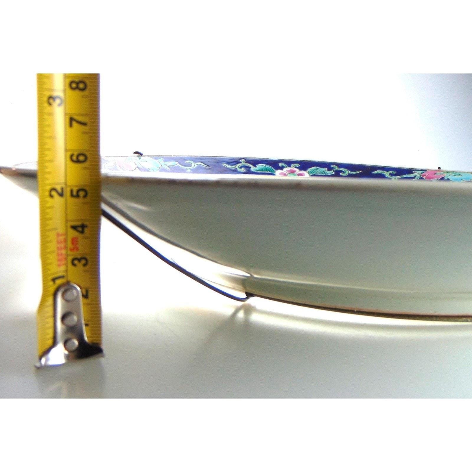 1900s Japanese Charger Plate 16 Inch. Oriental Charger in Yellow & Floral Detail