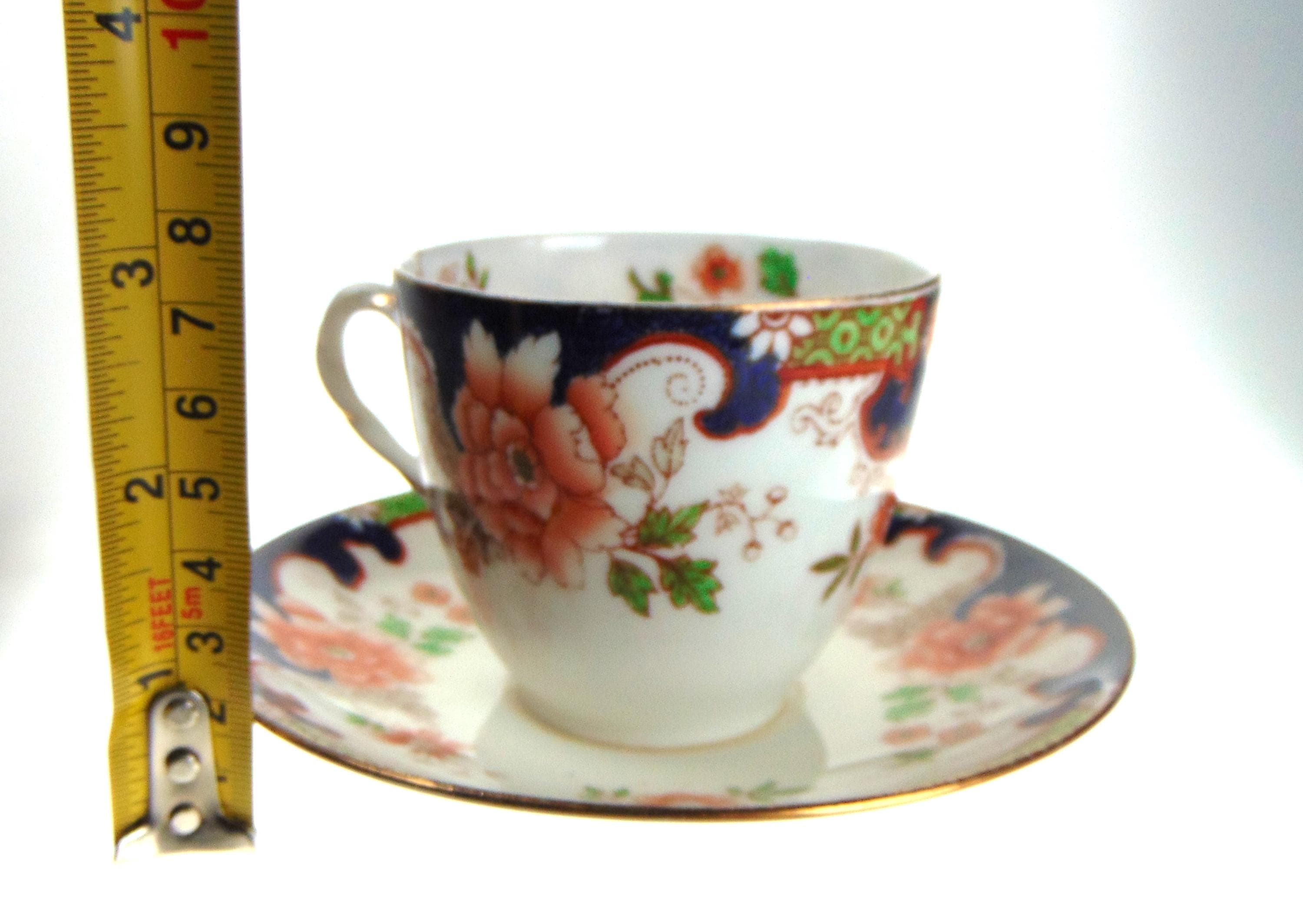 Royal Doulton Teacup and Saucer: Antique English Bone China, Imari Floral