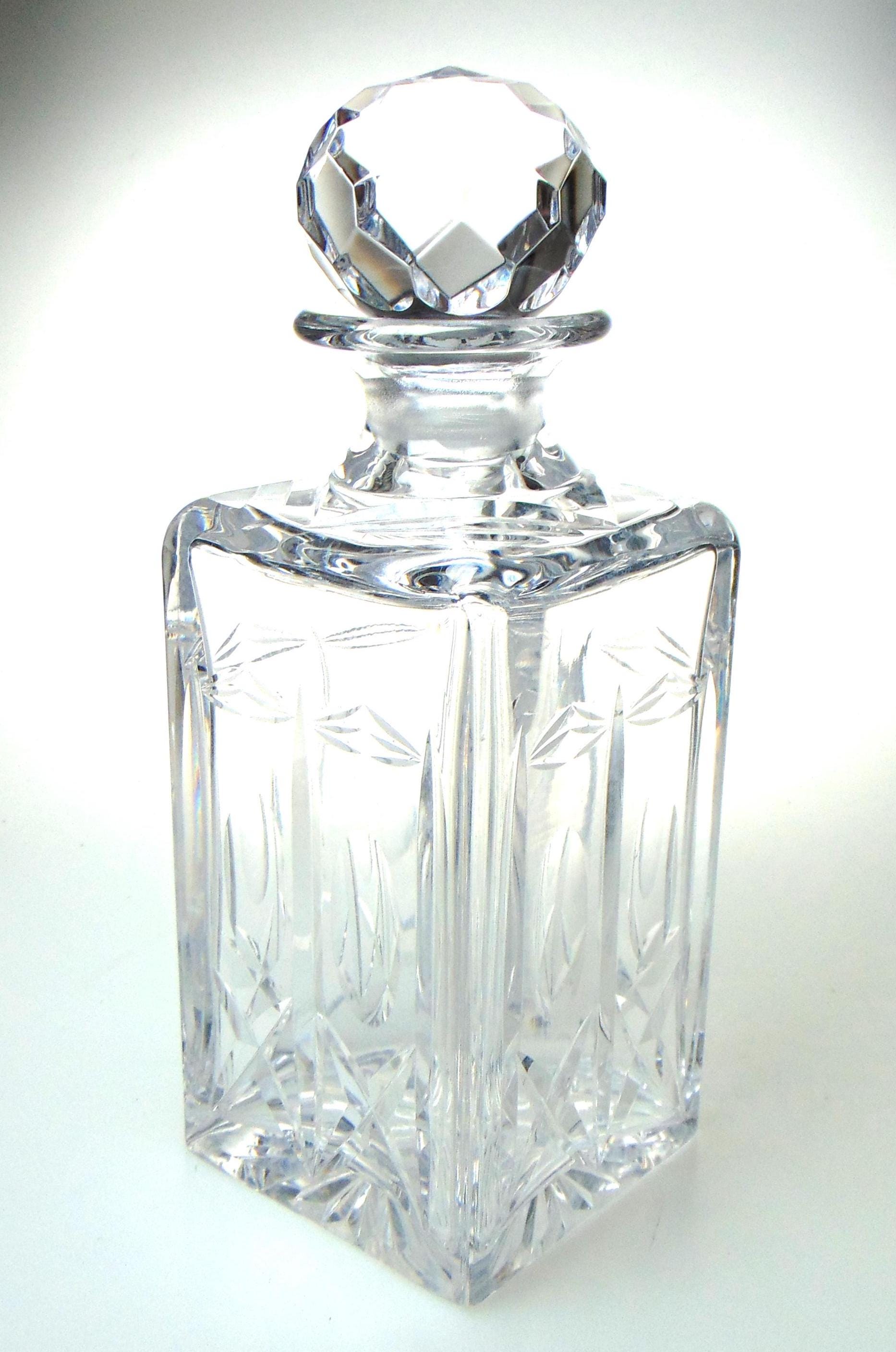 Webb Crystal Decanter: Vintage Square Brandy Whisky Decanter