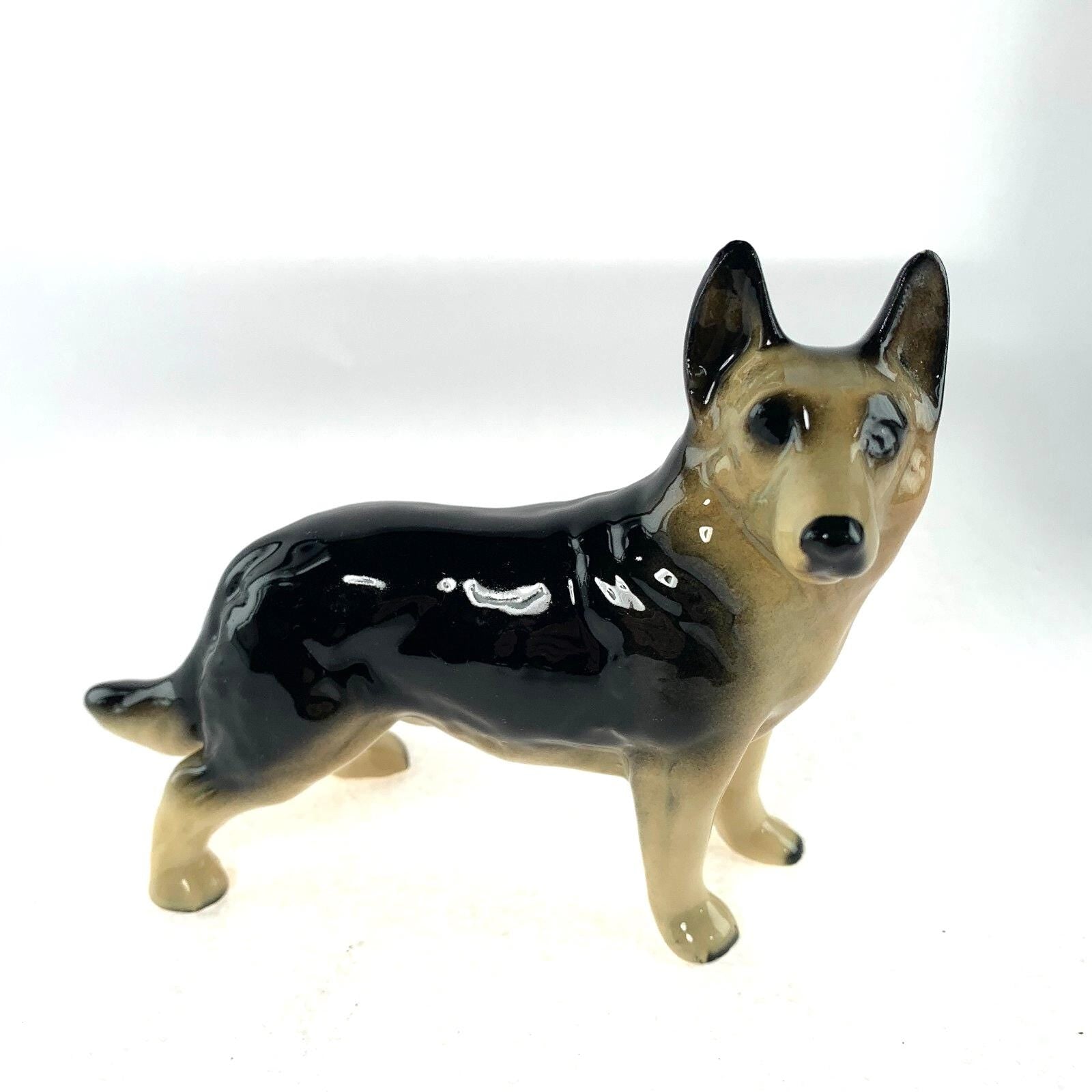 Mid Century German Shepherd Figurine: Vintage Alsatian Dog Ornament
