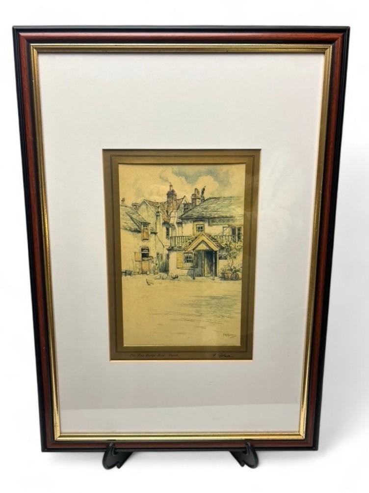 5 Vintage F. Robson Signed Prints English Architecture Scenes Framed