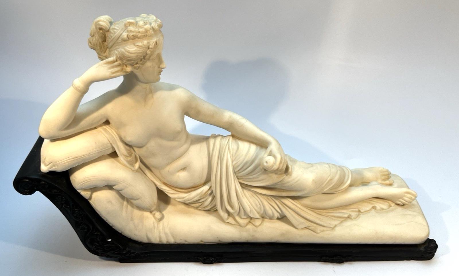 Semi Nude Sculpture by G Ruggeri, Venus Victorious. Vintage Sculpture in Resin