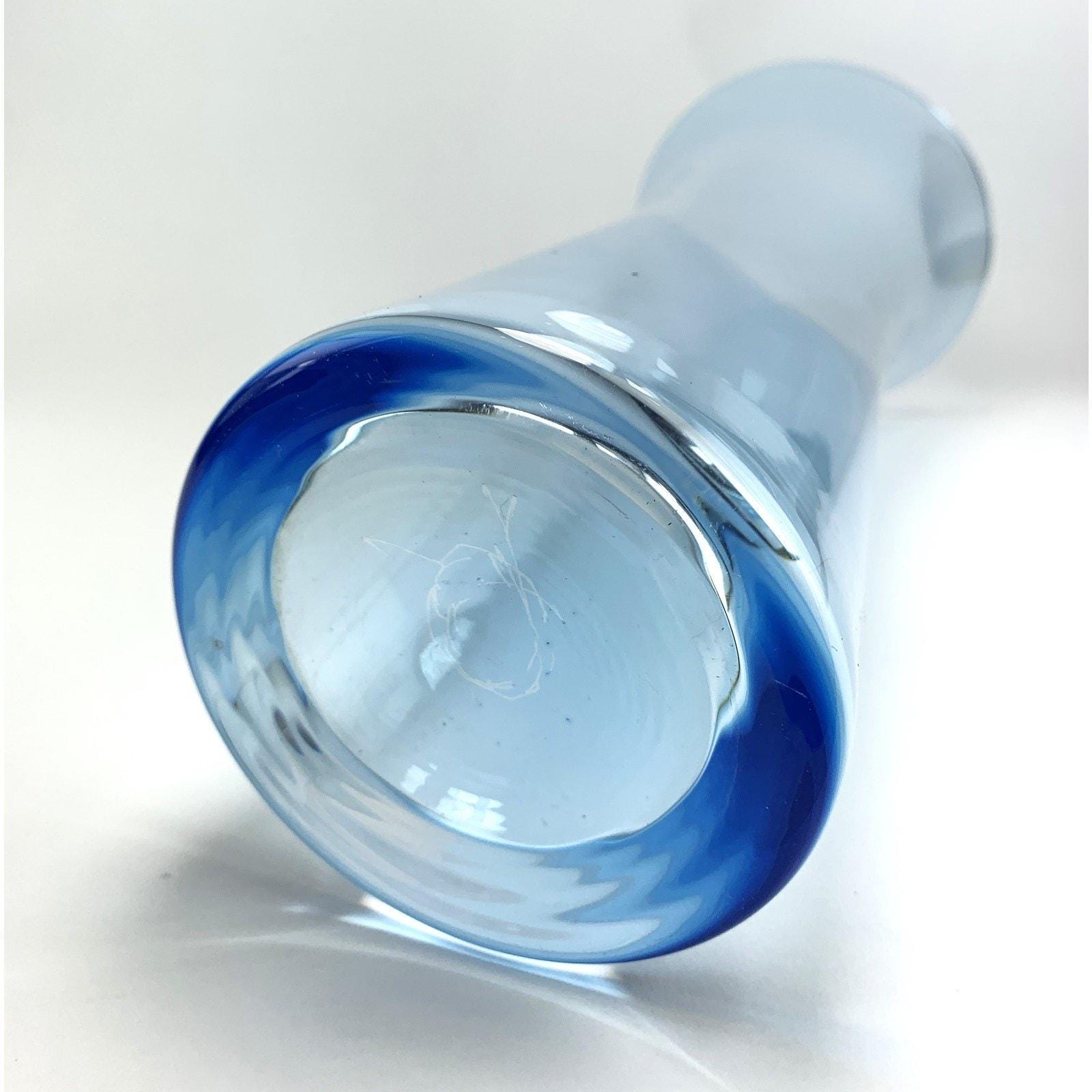 Vintage Bohemia Fontana Crystal Vase: Pale Blue Czech Art Glass