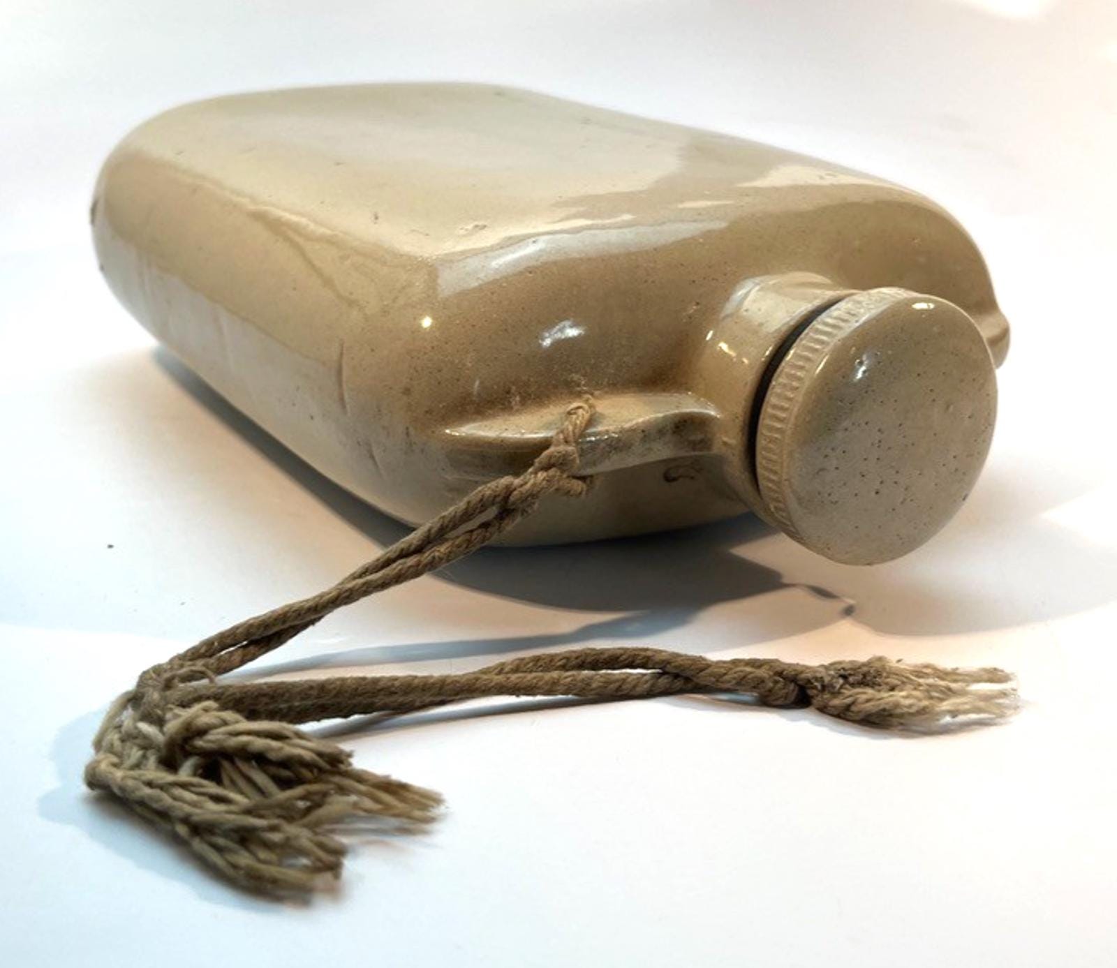 1942 Bourne Denby Stoneware Hot Water Bottle: Mid-Century Flask