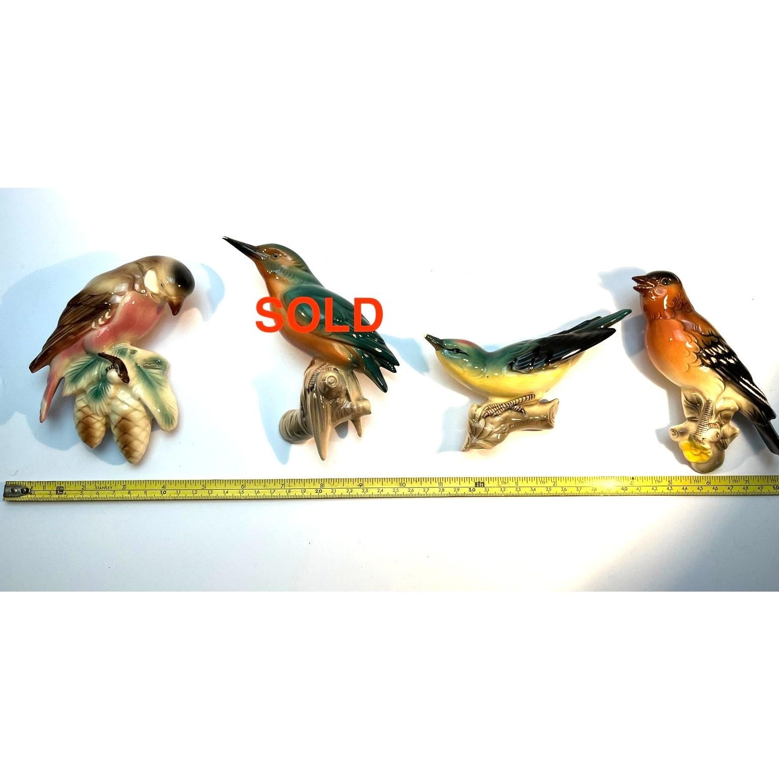 3 Hertwig Katzhütte bird wall plaques – 1930s german porcelain