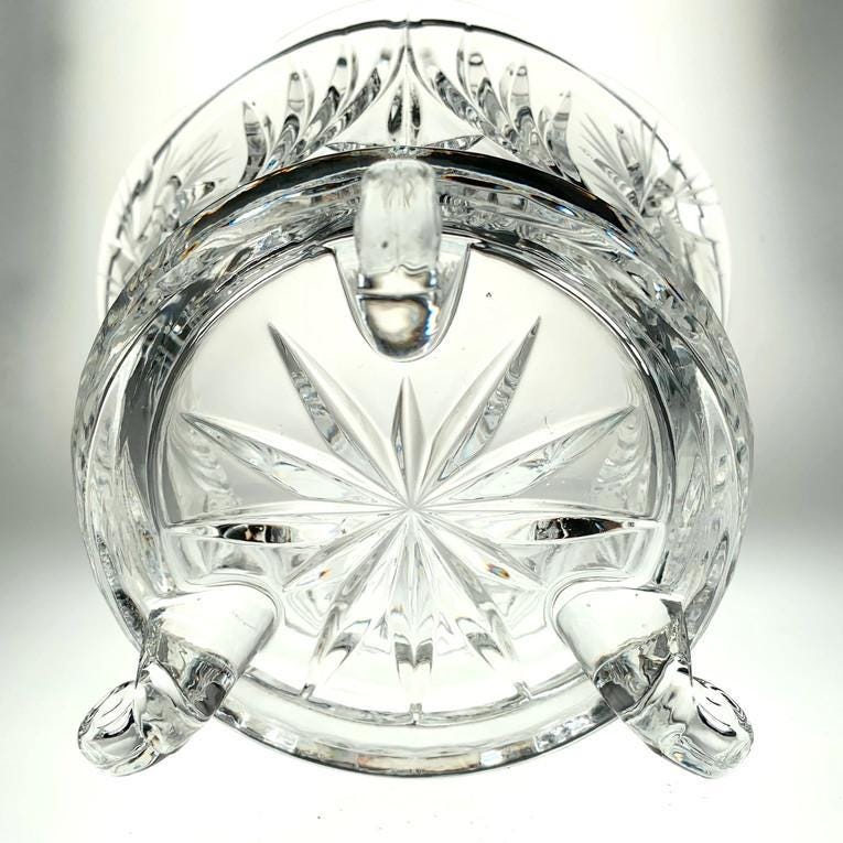 1938 Crystal Lidded Dish or Bowl on 3 Legs. Art Deco Crystal
