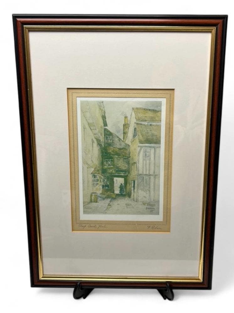 5 Vintage F. Robson Signed Prints English Architecture Scenes Framed