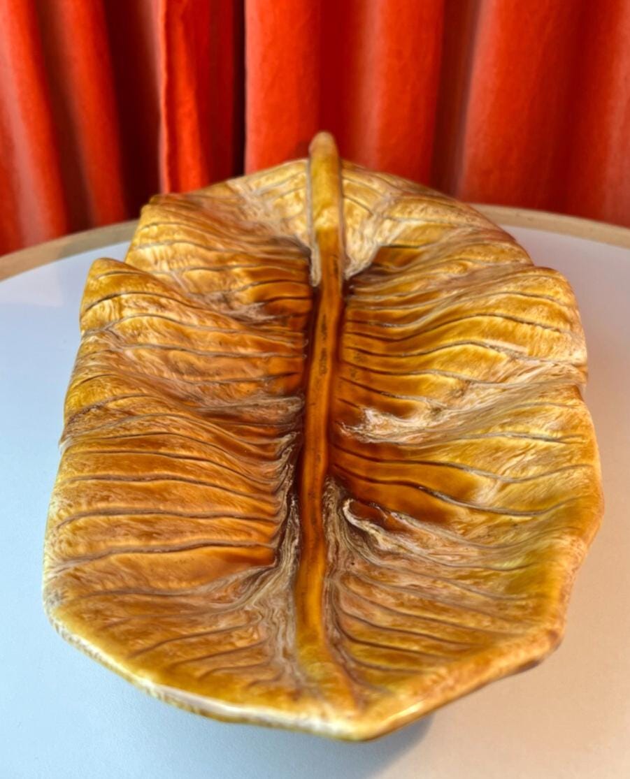 Wade California Pottery 3D Apple Leaf Majolica Drip Glaze Serving Platter 51cm
