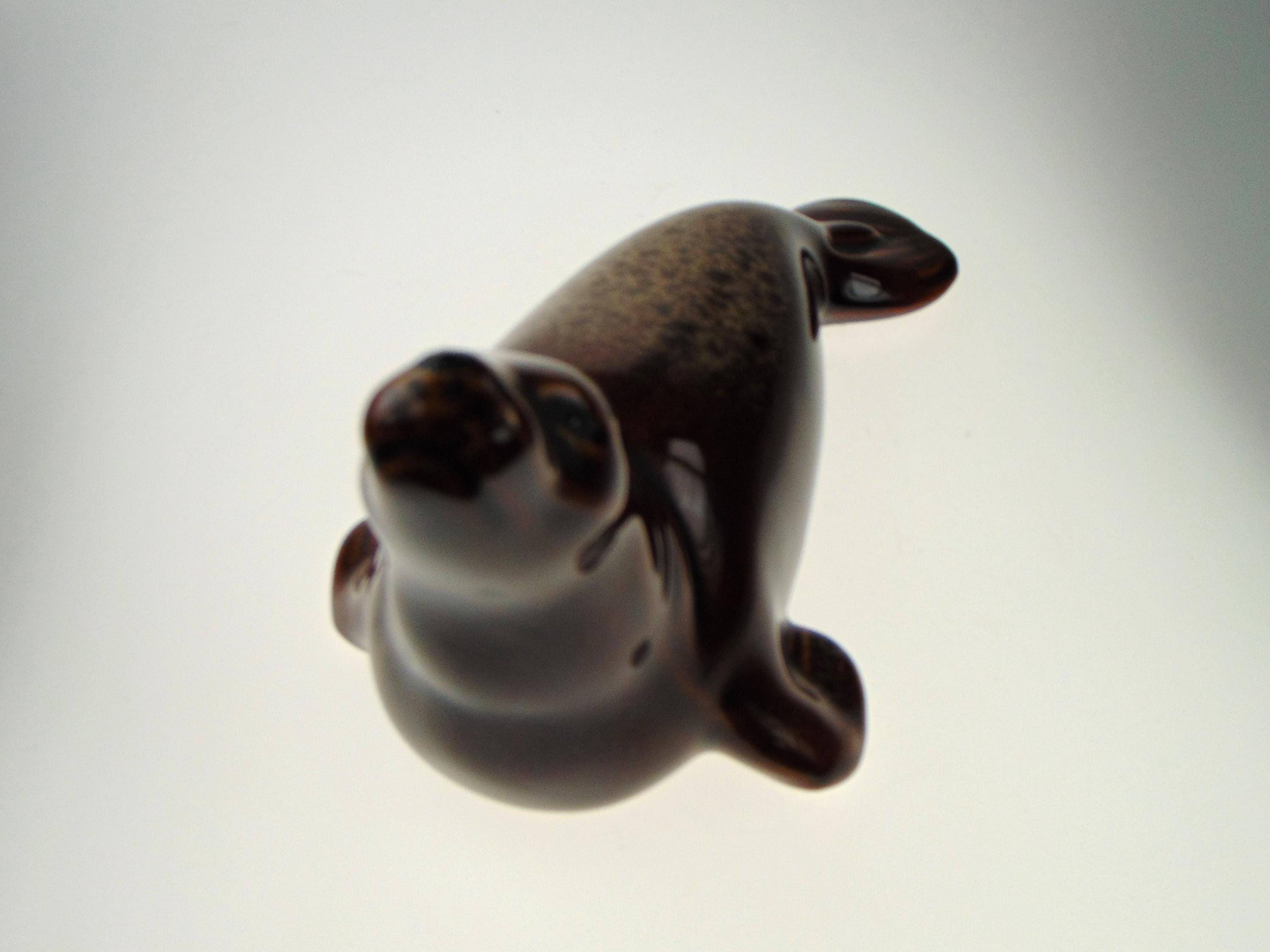 Seal Figurine by Fosters in Brown Honeycomb Finish