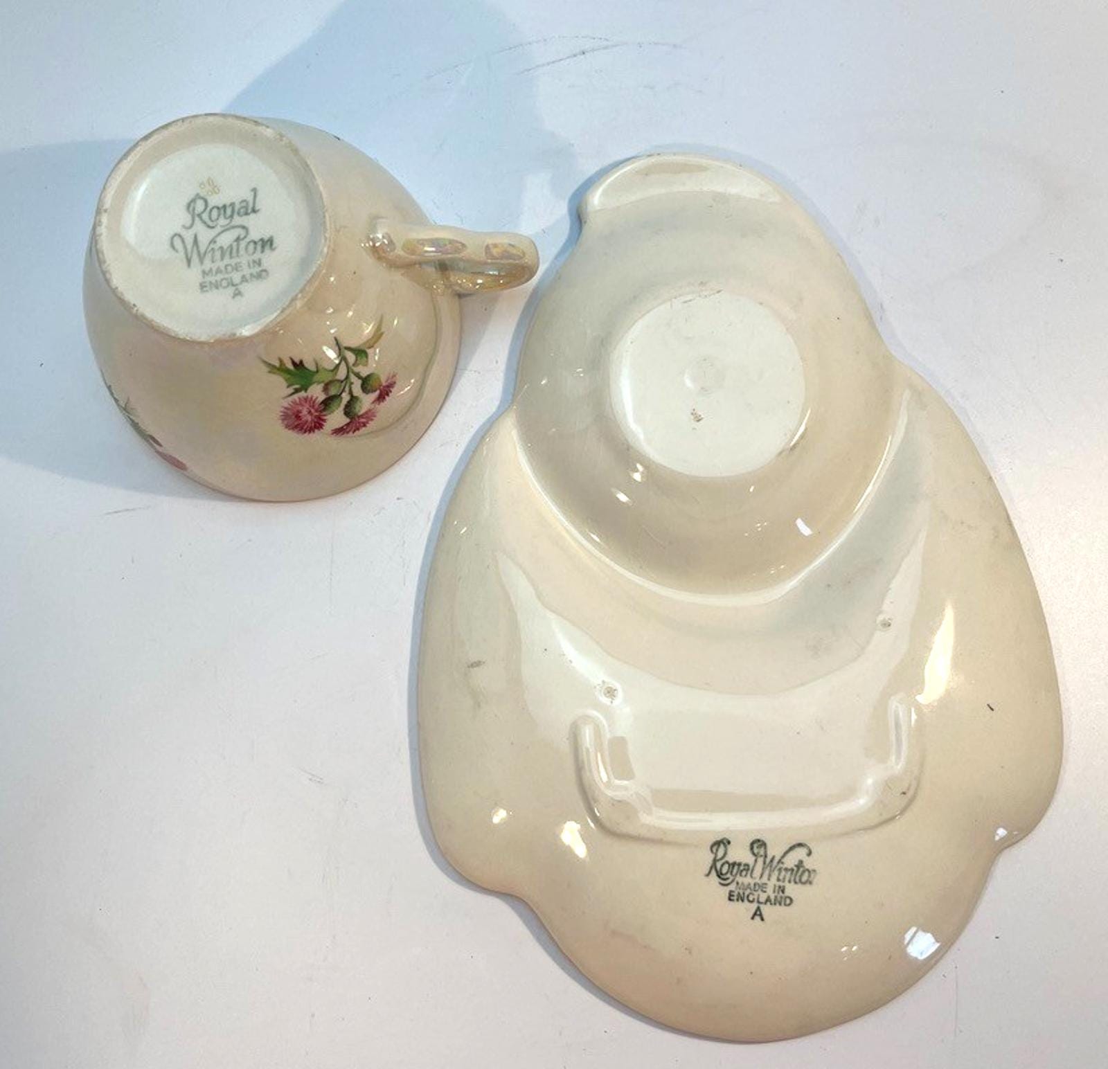 Vintage Royal Winton Thistle Lustreware Snack Set: English Pottery Tennis Set