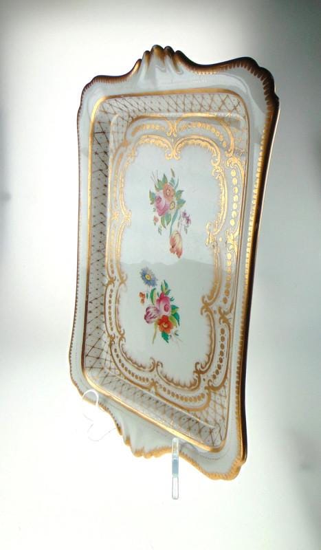Antique Serving Plate with Gold & Pink Floral Detailing