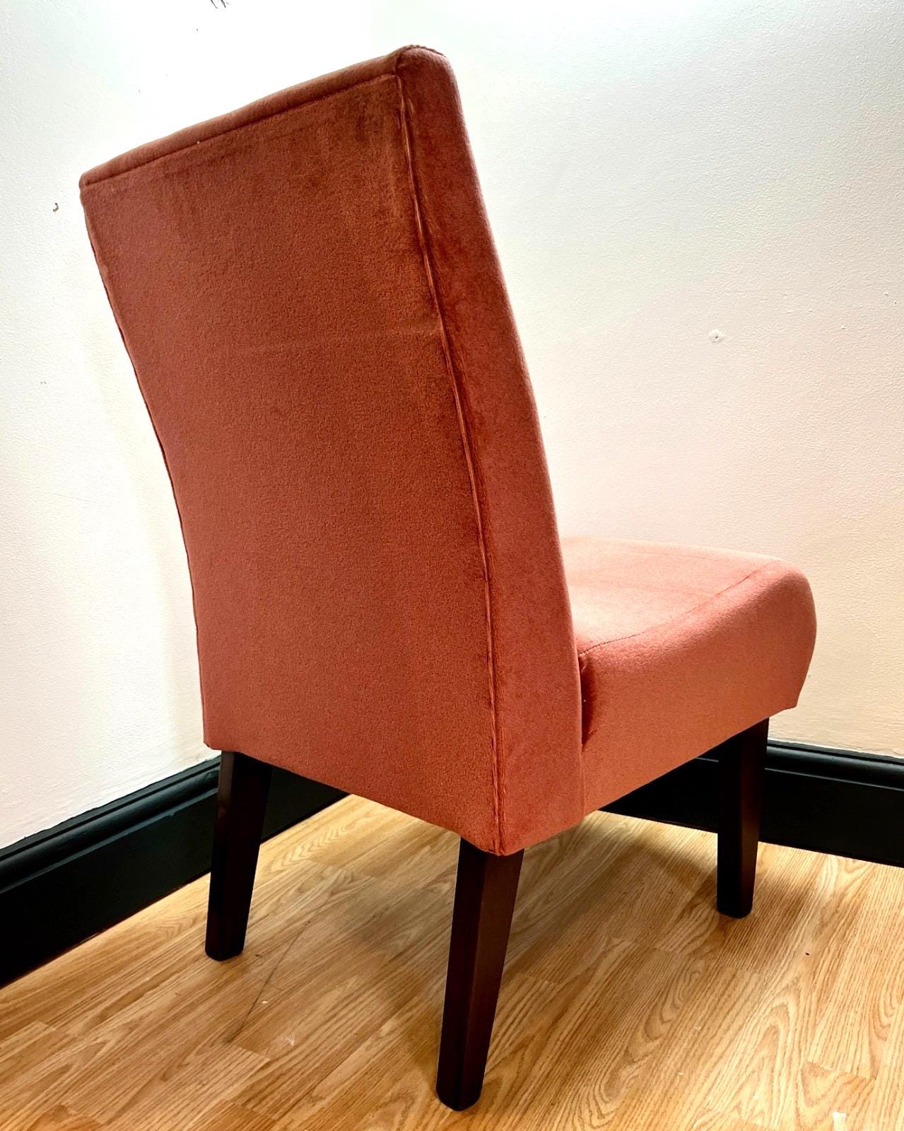 Vintage Mid Century Style Slipper Chair Pink Accent Chair Retro Upholstered Wood