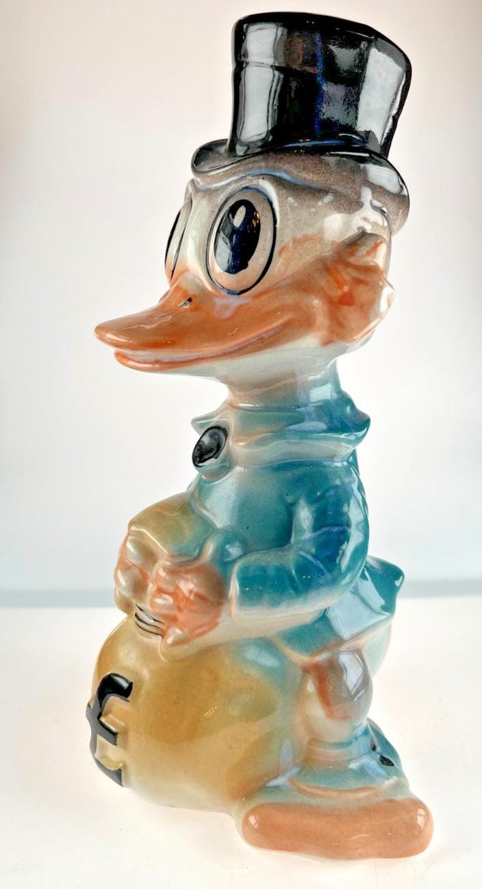 Rare vintage Scrooge McDuck money box Disneyana ceramic Bristow Potteries - Highly collectable