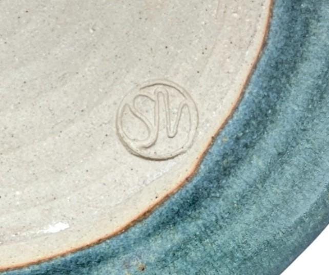 Studio Pottery Bowl Green Celadon Glaze Pierced Rim Signed Syl Macro 20cm Width