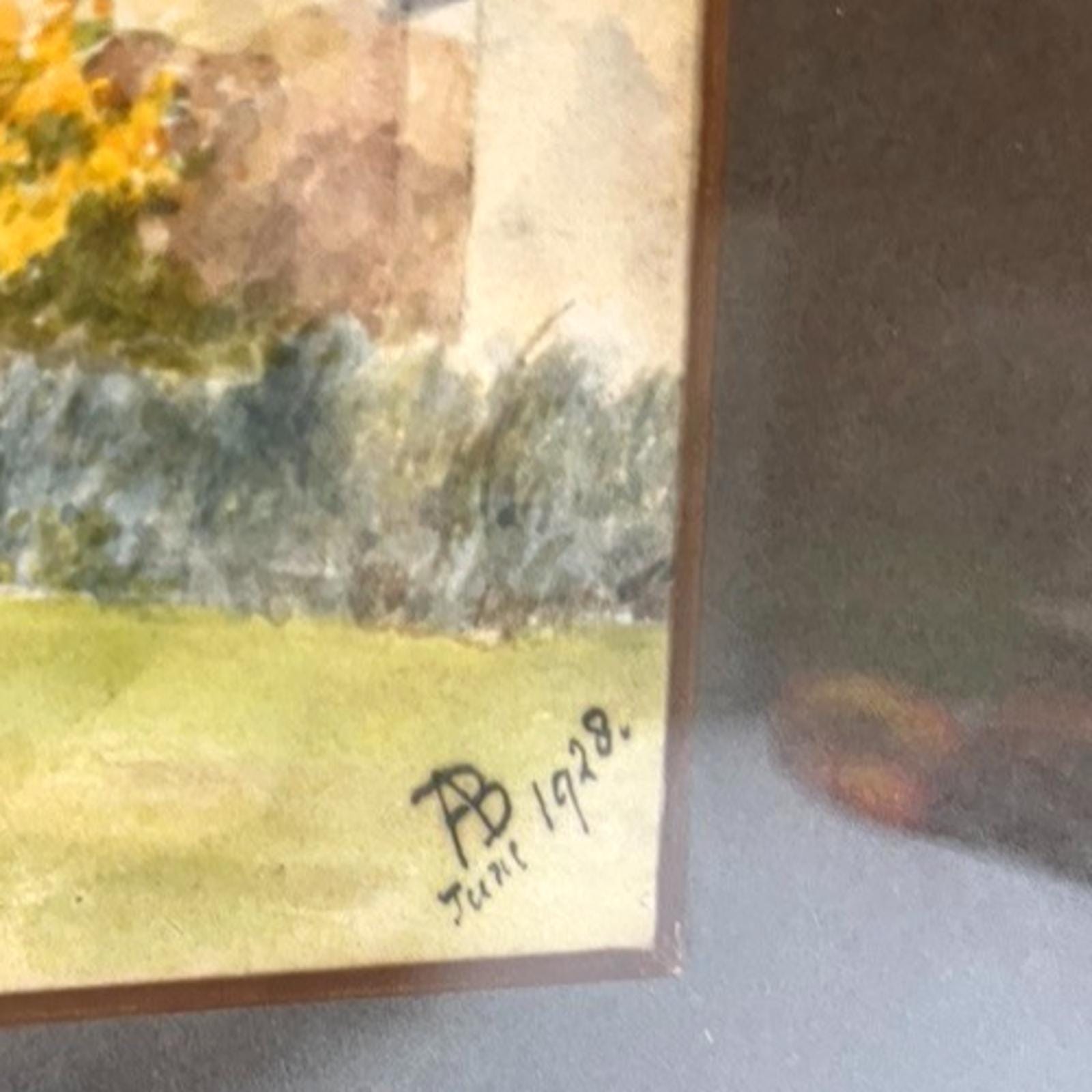 1928 Watercolour of a Cottage by A Boyce Esquire Framed. Country Cottage Art