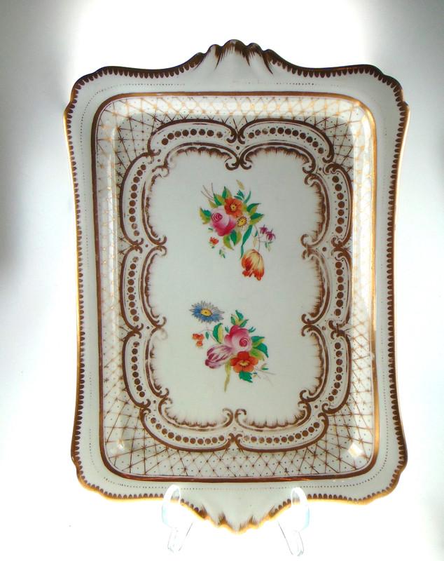 Antique Serving Plate with Gold & Pink Floral Detailing