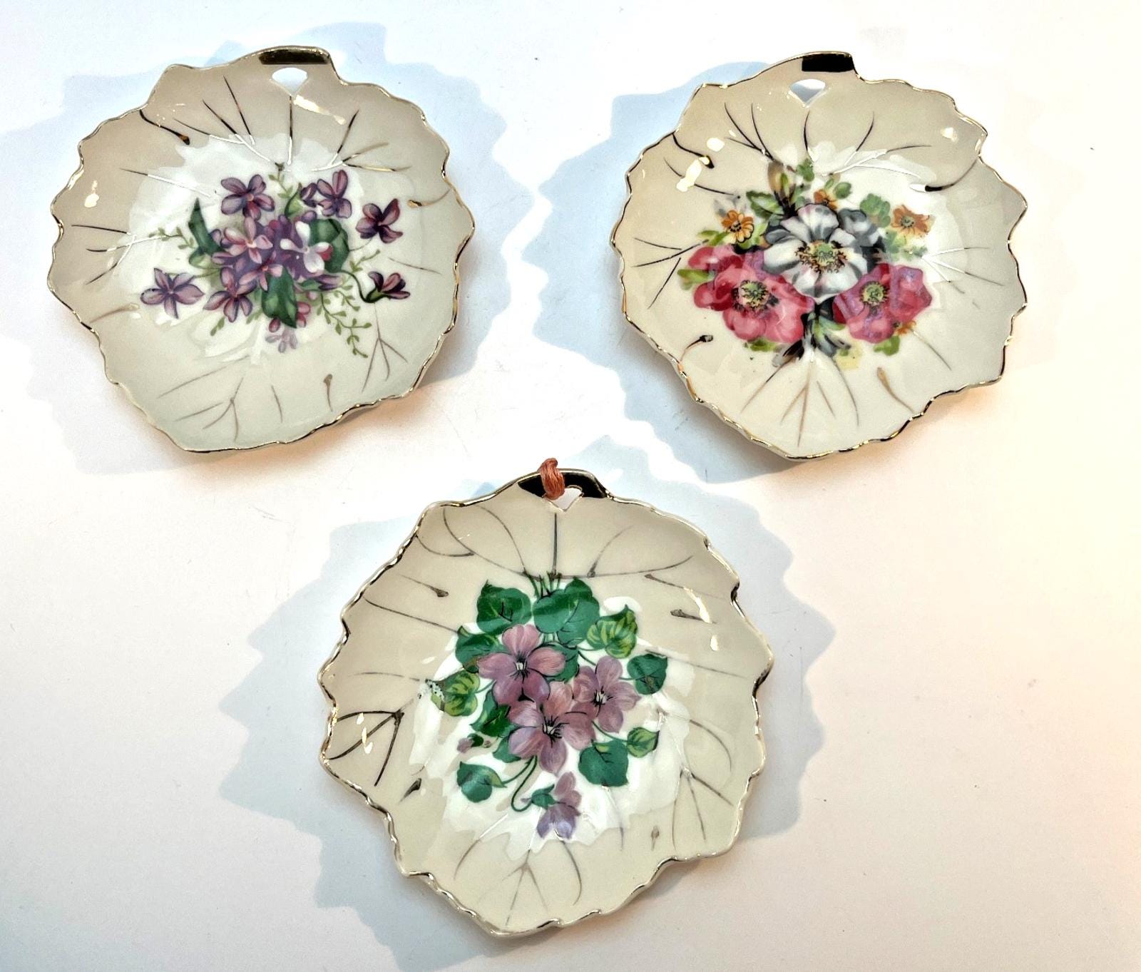4 1950s China Plates with Hand Painted Floral Detailing. Pre-Viceroy Decorative