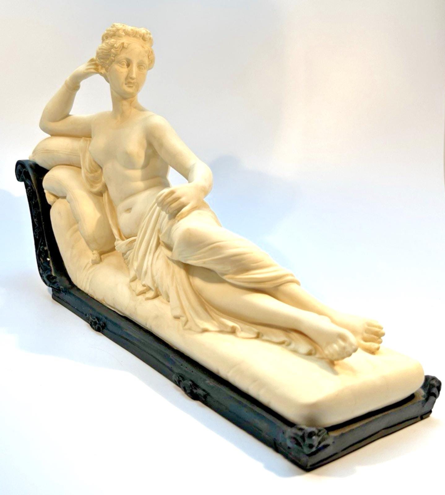 Semi Nude Sculpture by G Ruggeri, Venus Victorious. Vintage Sculpture in Resin